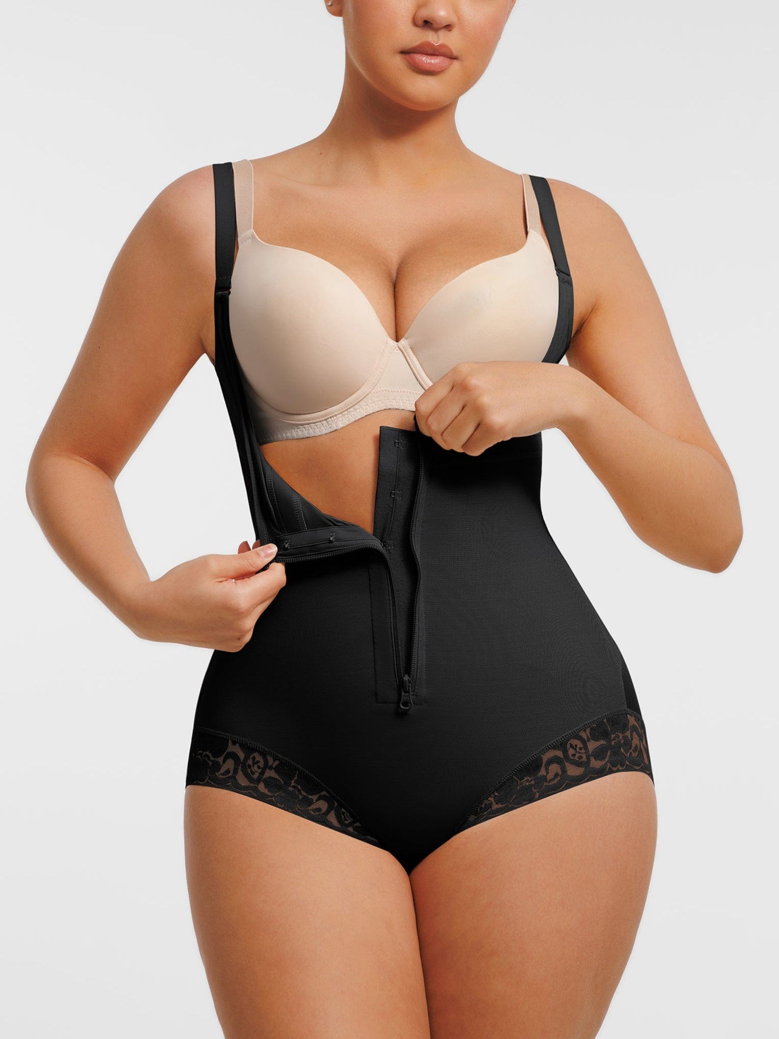Women's Shapewear – U-Bust Lifting Front-Zipper Lace Bodysuit