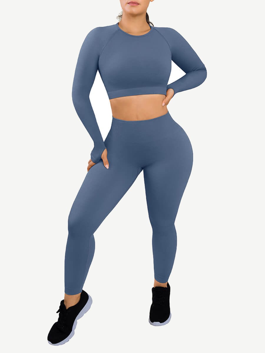Women's Seamless Sportswear – Eco-Friendly 3D Print with Thumbhole Design