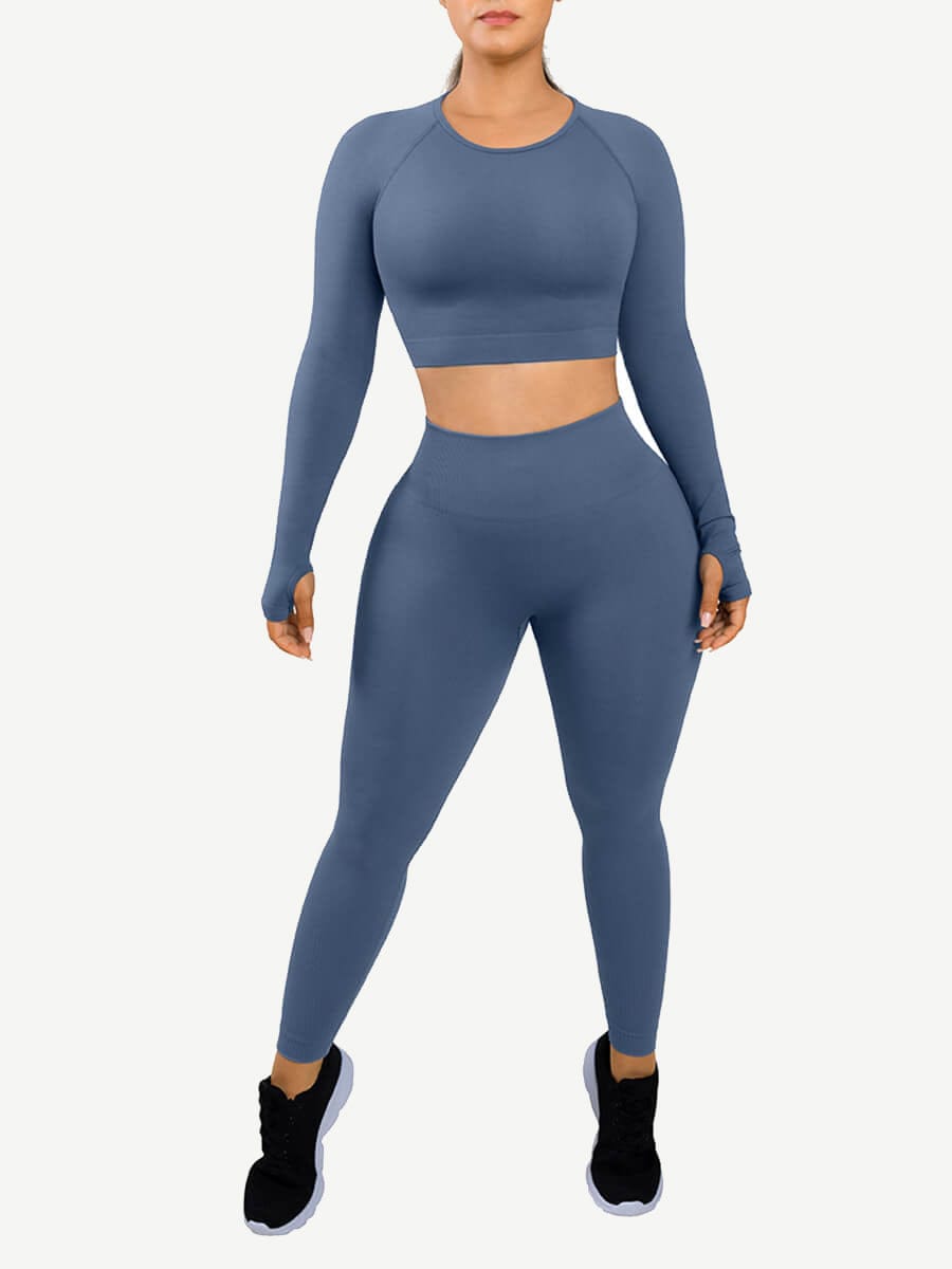 Women's Seamless Sportswear – Eco-Friendly 3D Print with Thumbhole Design