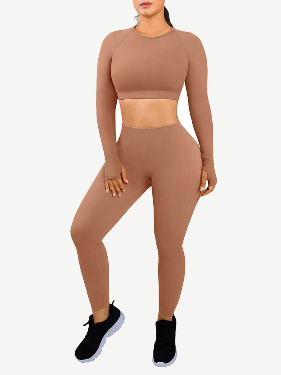 Women's Seamless Sportswear – Eco-Friendly 3D Print with Thumbhole Design