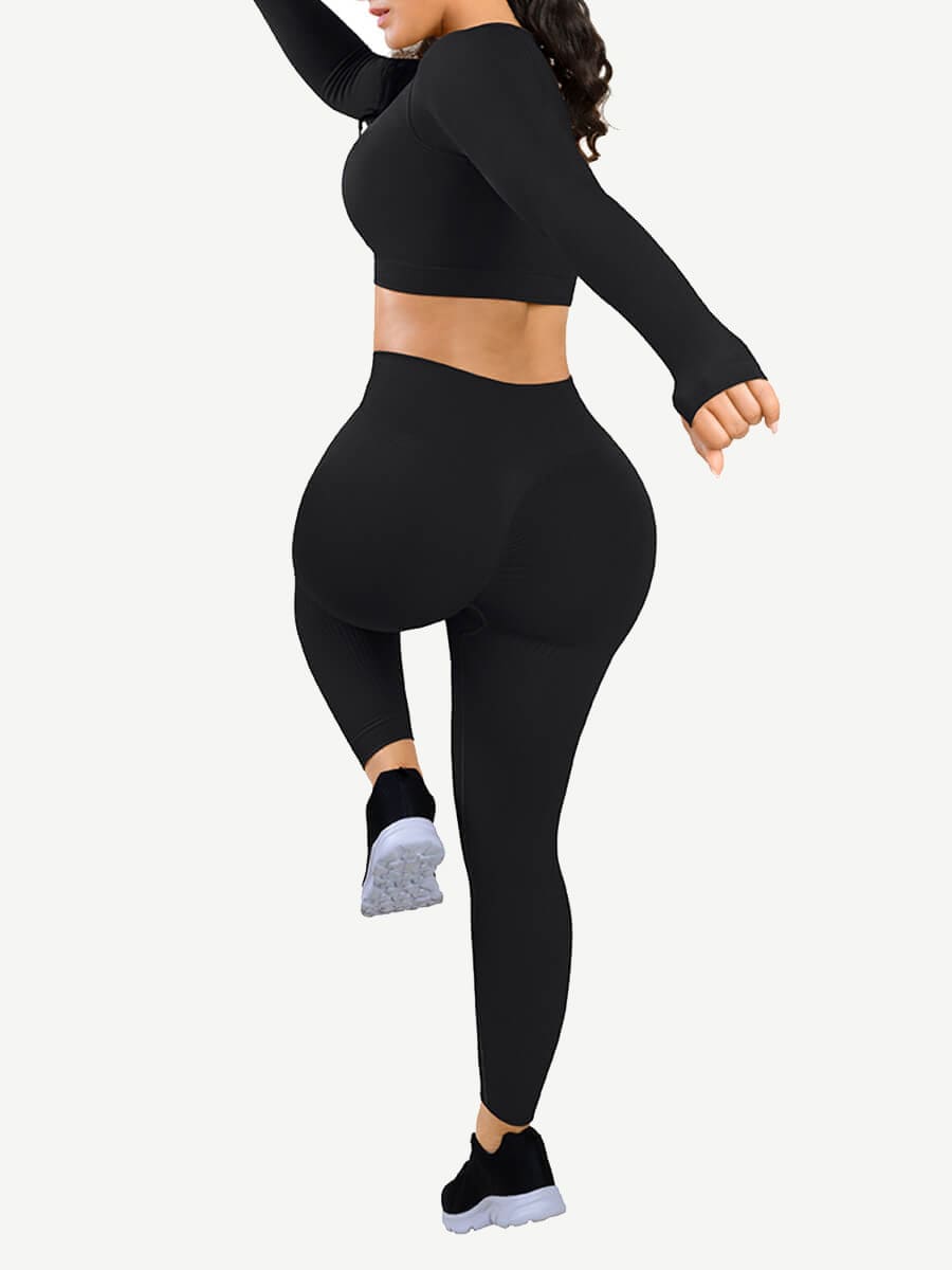 Women's Seamless Sportswear – Eco-Friendly 3D Print with Thumbhole Design