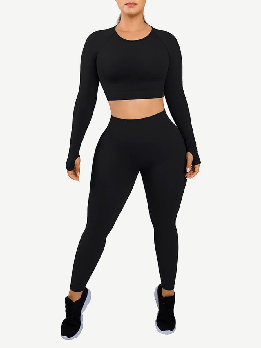 Women's Seamless Sportswear – Eco-Friendly 3D Print with Thumbhole Design