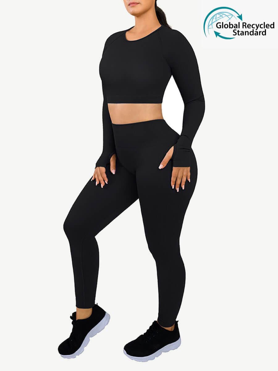 Women's Seamless Sportswear – Eco-Friendly 3D Print with Thumbhole Design
