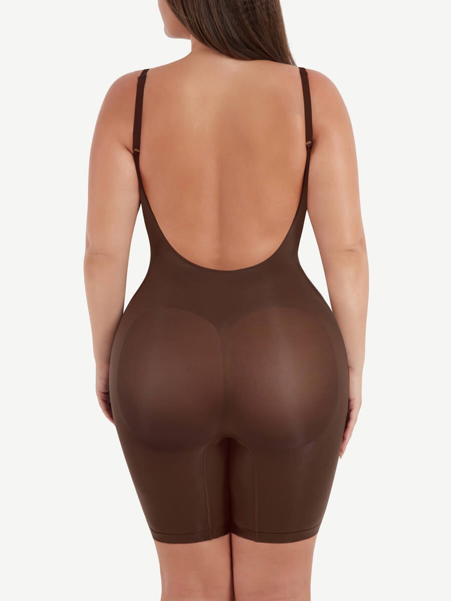 Women's Seamless Shapewear – Sculpting Open-Back Boxer with Covered Chest