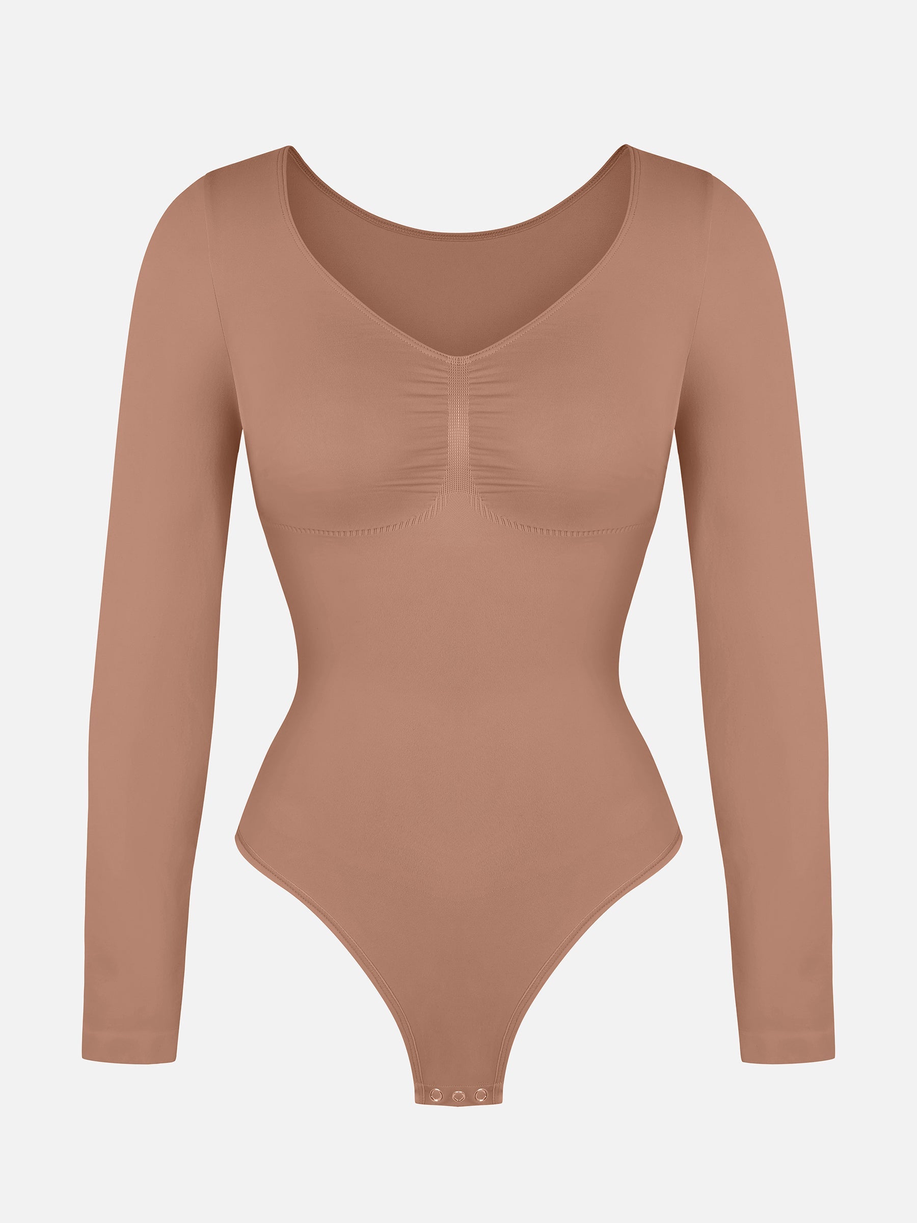 Women's Bodysuit – Seamless Long Sleeve Tummy Control Thong Shapewear