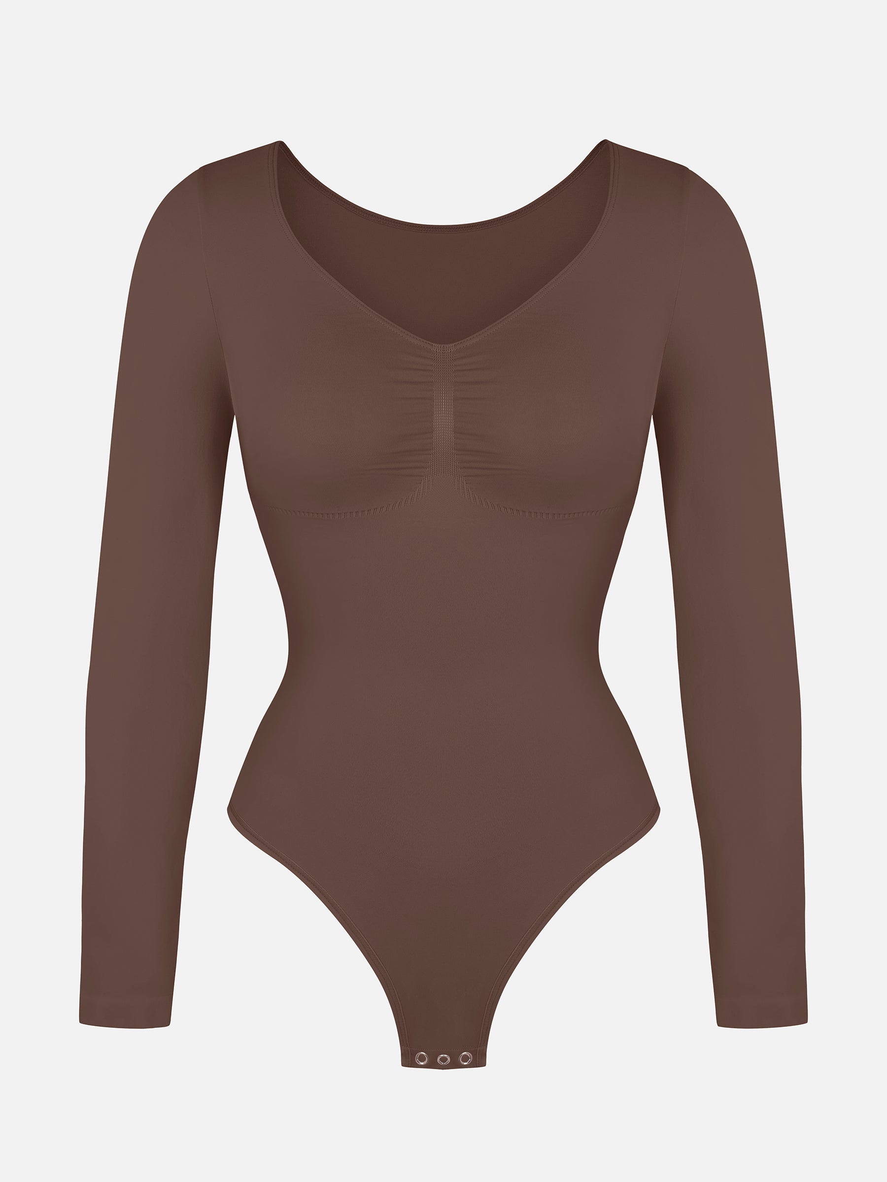 Women's Bodysuit – Seamless Long Sleeve Tummy Control Thong Shapewear