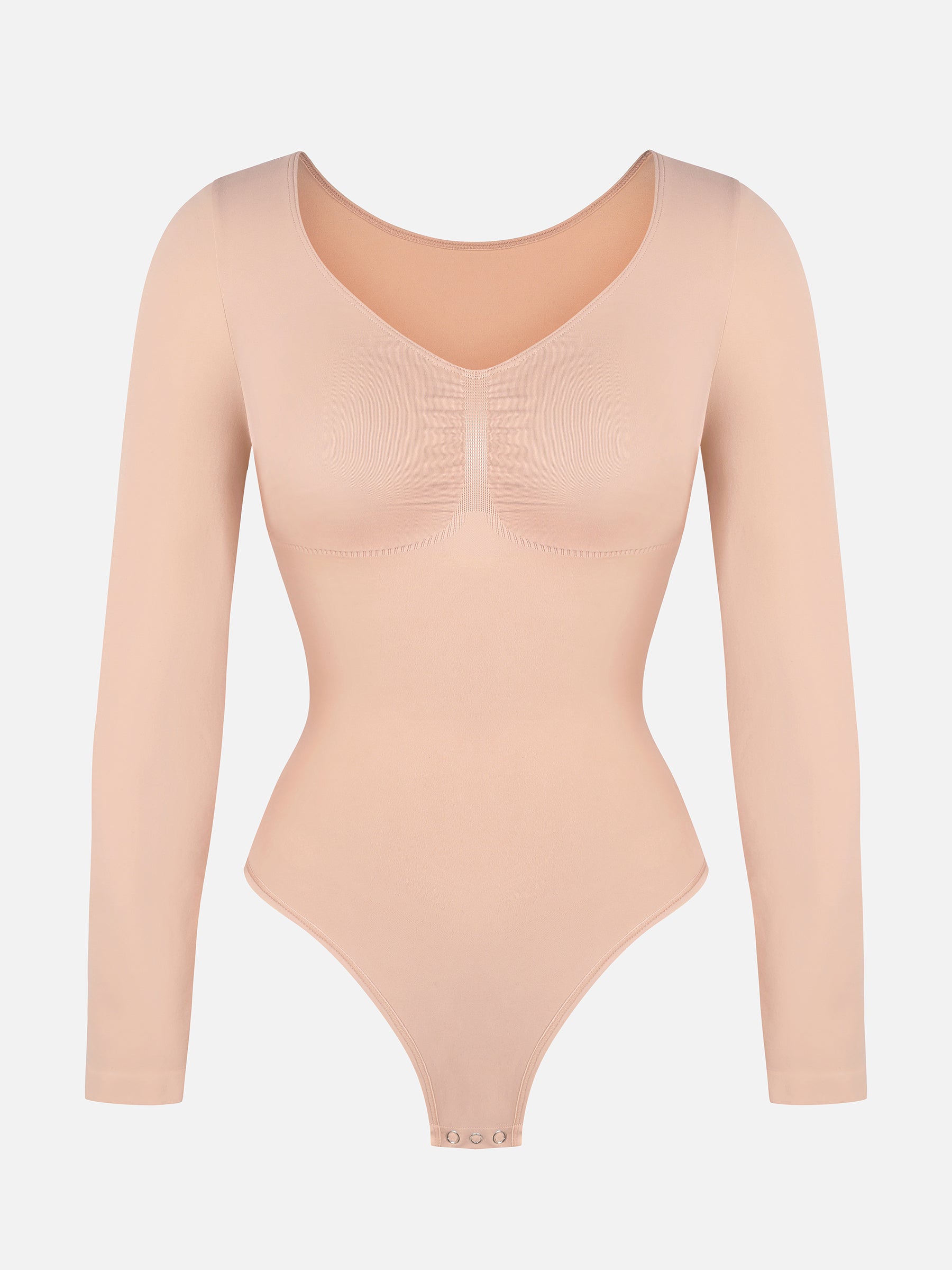 Women's Bodysuit – Seamless Long Sleeve Tummy Control Thong Shapewear