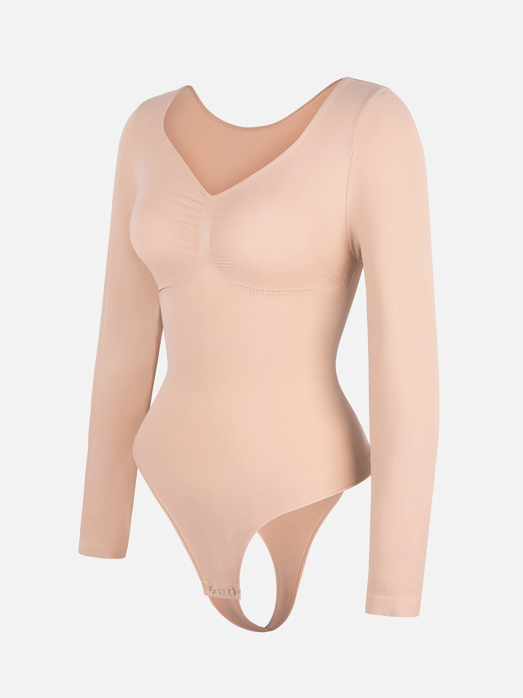 Women's Bodysuit – Seamless Long Sleeve Tummy Control Thong Shapewear