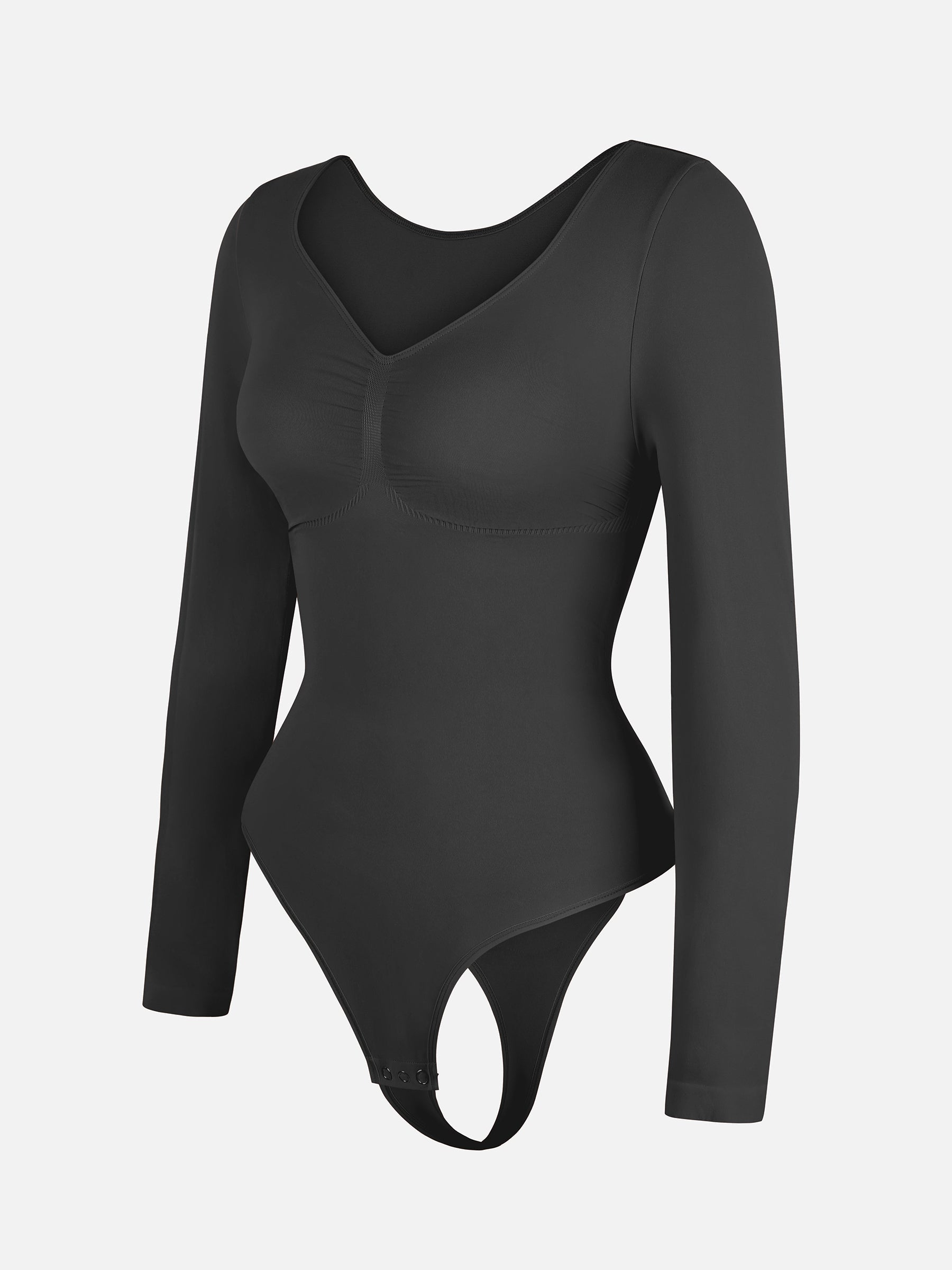 Women's Bodysuit – Seamless Long Sleeve Tummy Control Thong Shapewear