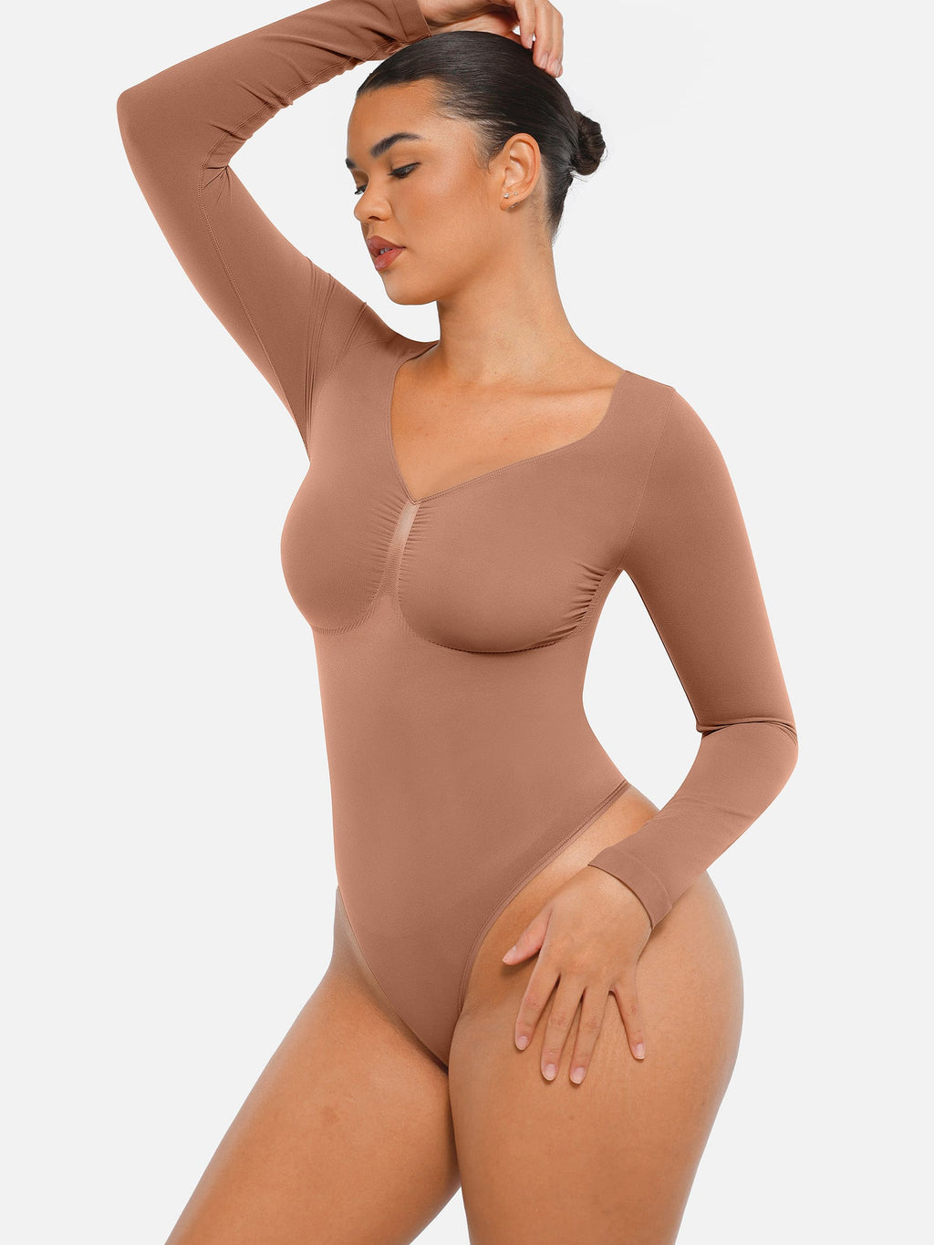 Women's Bodysuit – Seamless Long Sleeve Tummy Control Thong Shapewear