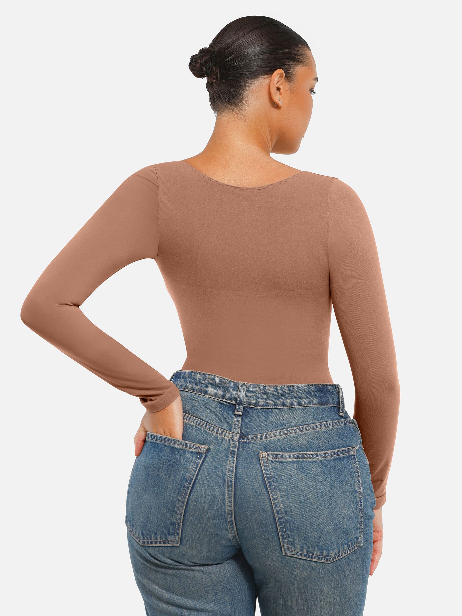 Women's Bodysuit – Seamless Long Sleeve Tummy Control Thong Shapewear