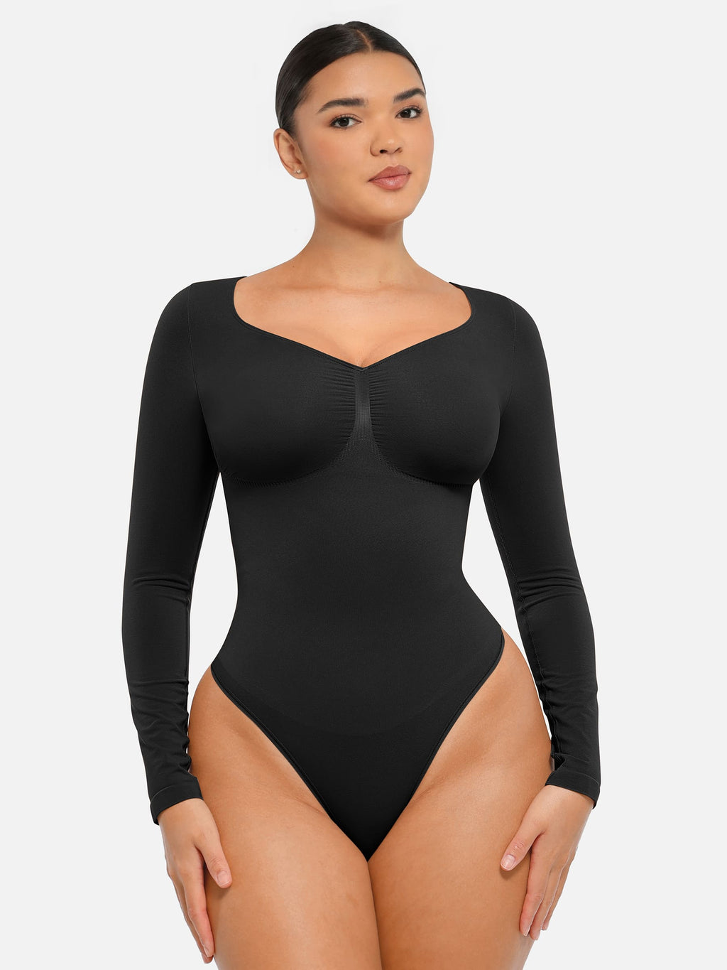 Women's Bodysuit – Seamless Long Sleeve Tummy Control Thong Shapewear