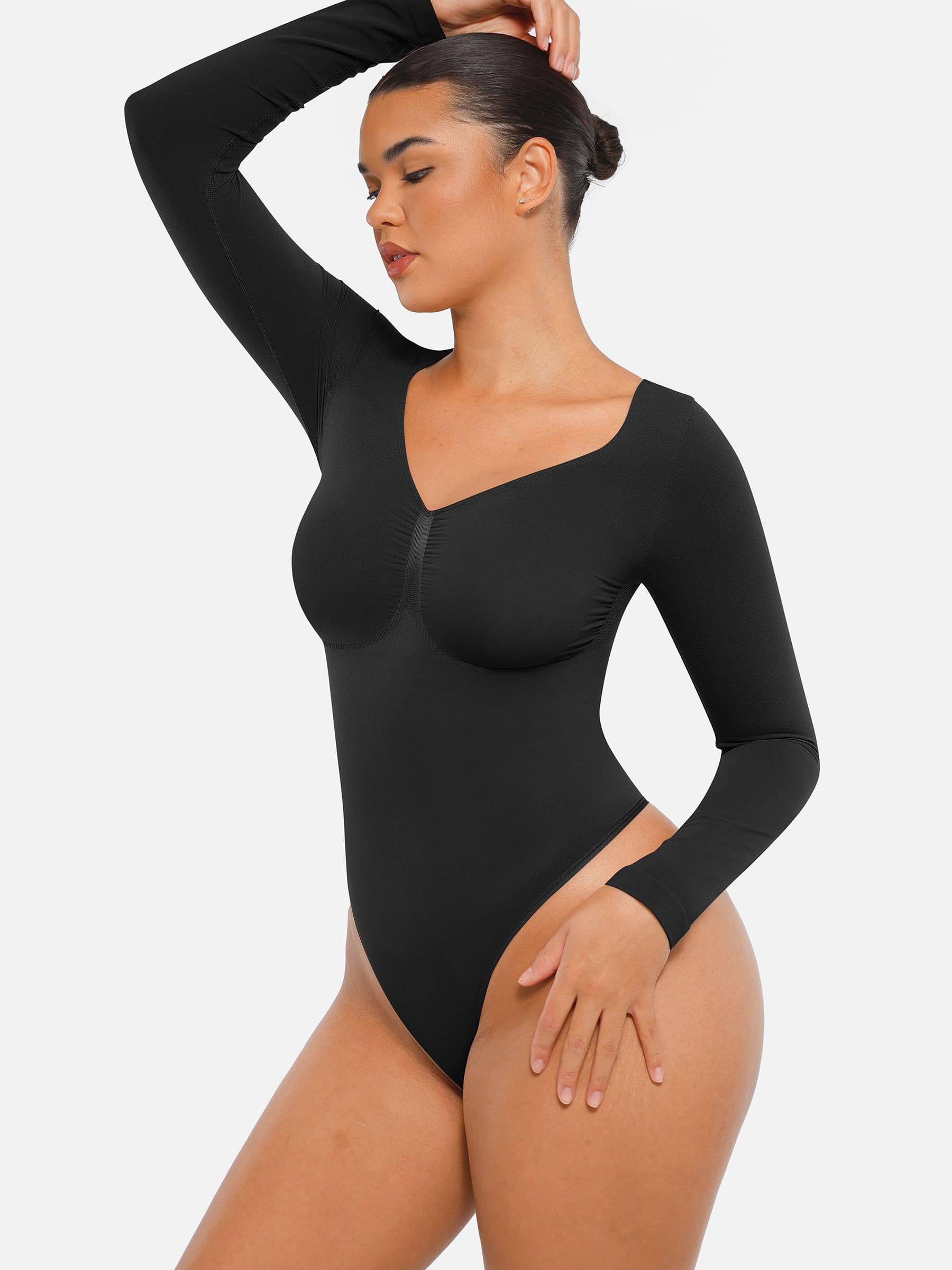 Women's Bodysuit – Seamless Long Sleeve Tummy Control Thong Shapewear