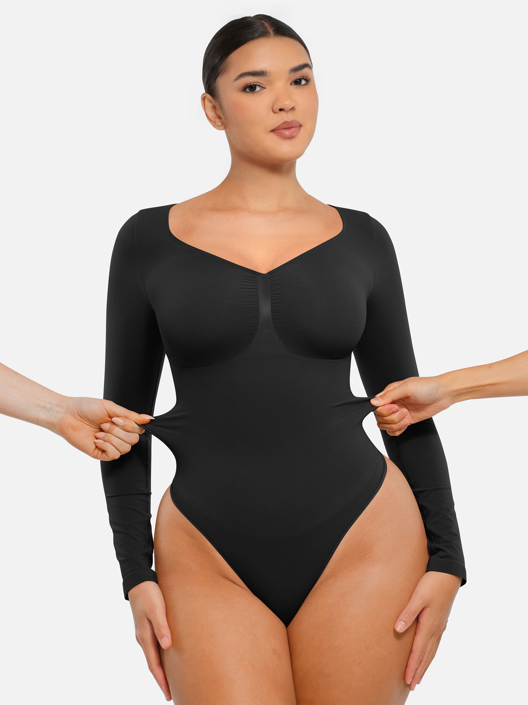 Women's Bodysuit – Seamless Long Sleeve Tummy Control Thong Shapewear