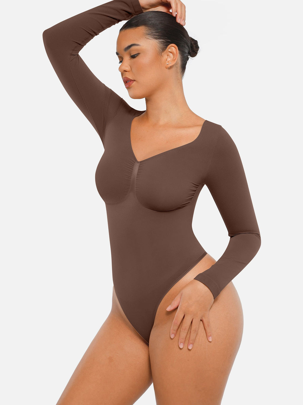 Women's Bodysuit – Seamless Long Sleeve Tummy Control Thong Shapewear