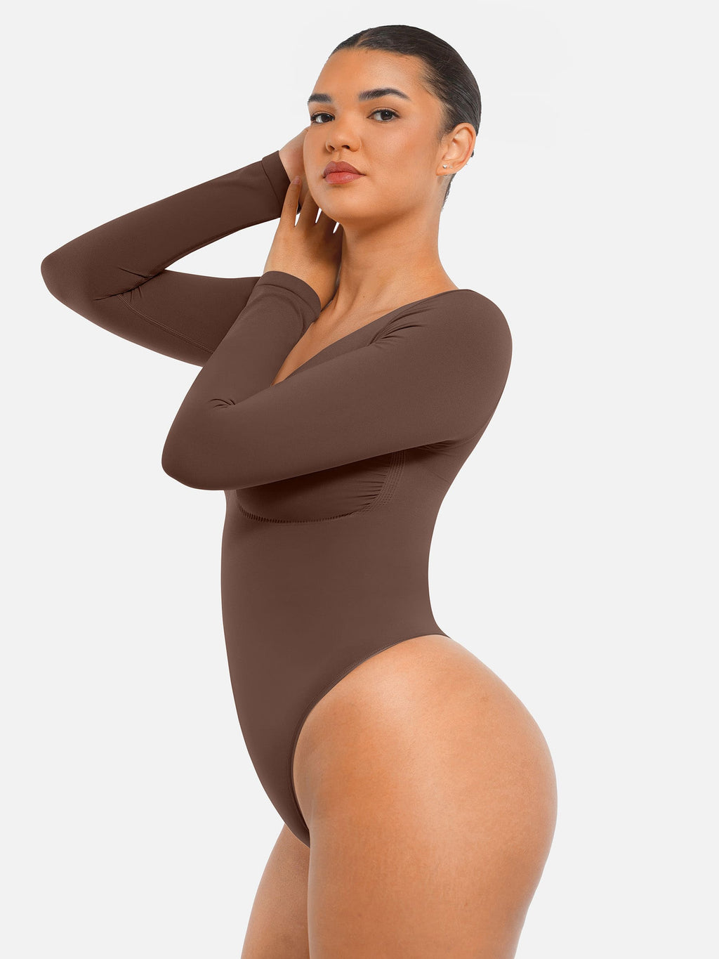 Women's Bodysuit – Seamless Long Sleeve Tummy Control Thong Shapewear