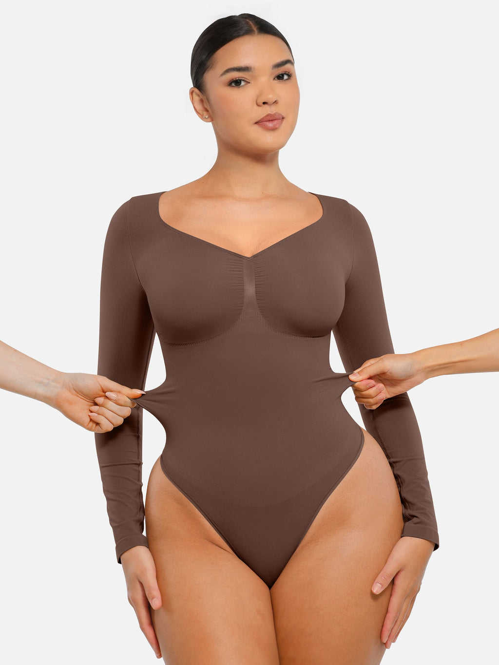 Women's Bodysuit – Seamless Long Sleeve Tummy Control Thong Shapewear