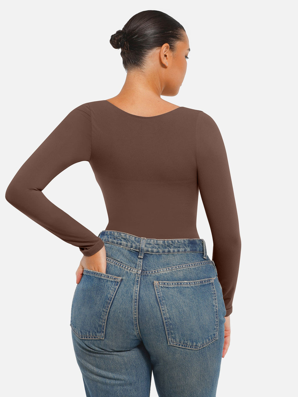 Women's Bodysuit – Seamless Long Sleeve Tummy Control Thong Shapewear