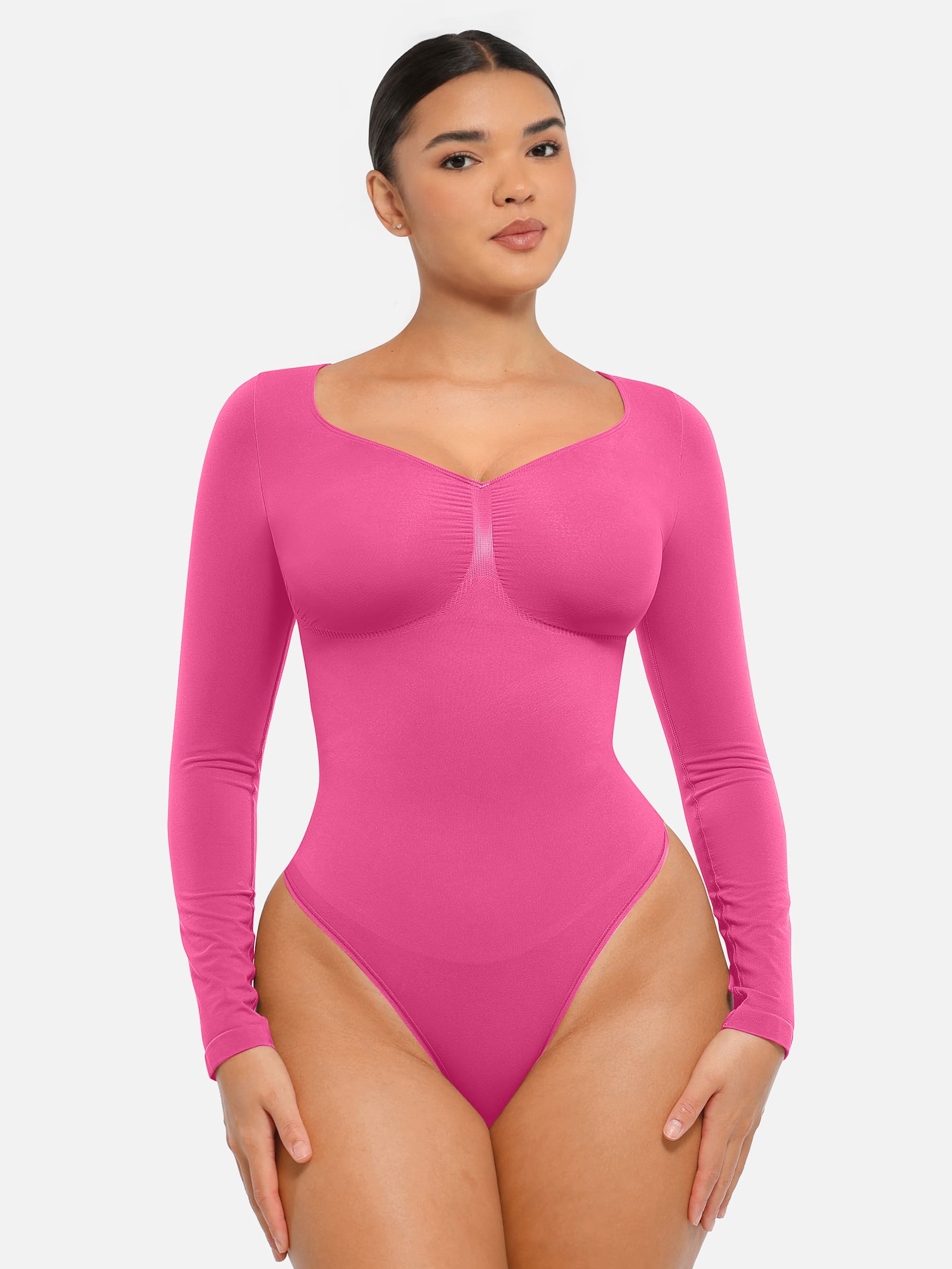 Women's Bodysuit – Seamless Long Sleeve Tummy Control Thong Shapewear