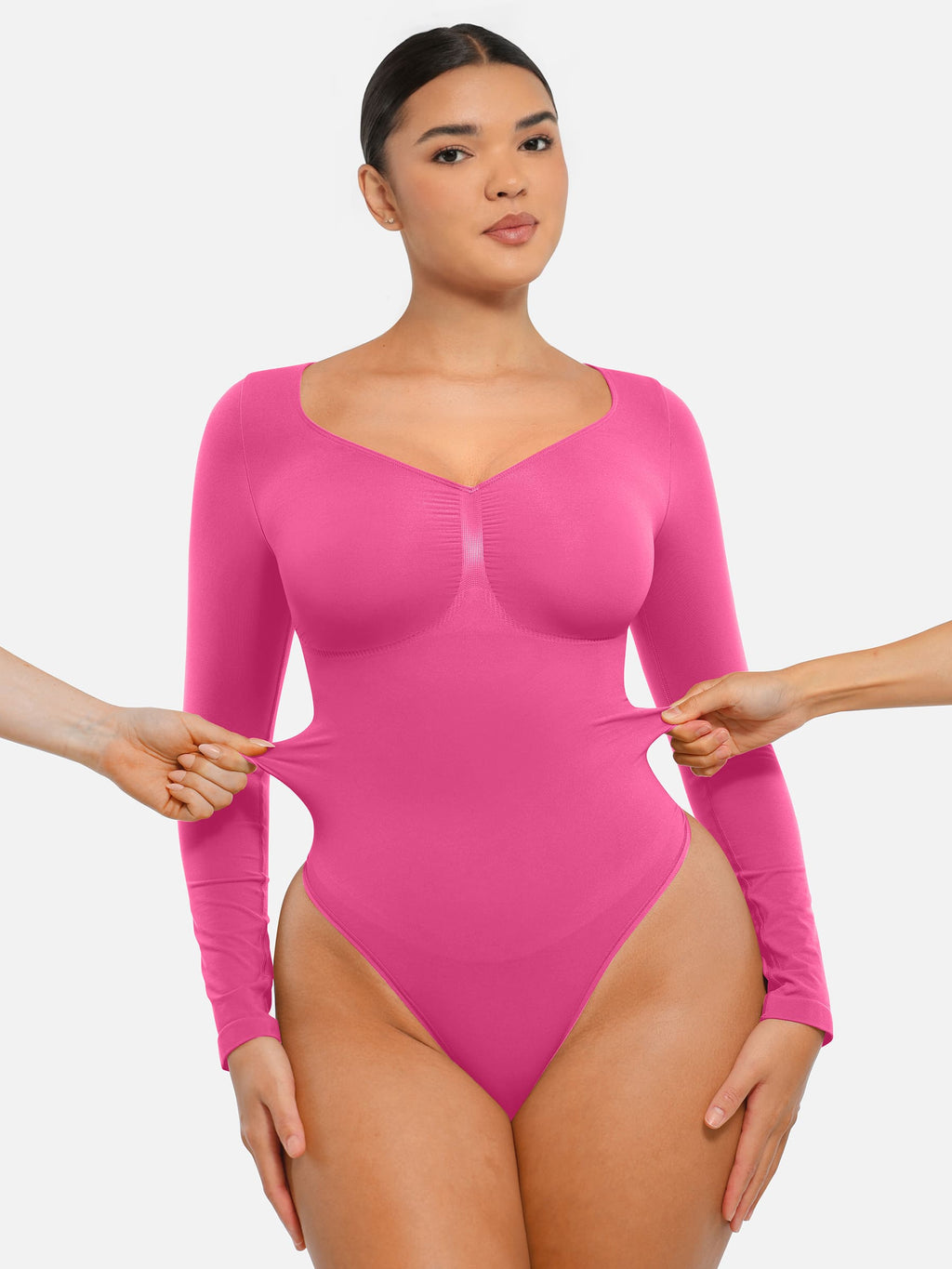 Women's Bodysuit – Seamless Long Sleeve Tummy Control Thong Shapewear