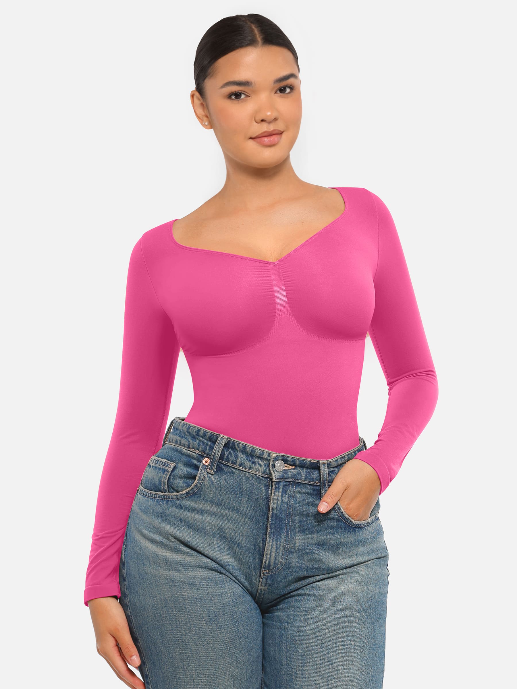 Women's Bodysuit – Seamless Long Sleeve Tummy Control Thong Shapewear