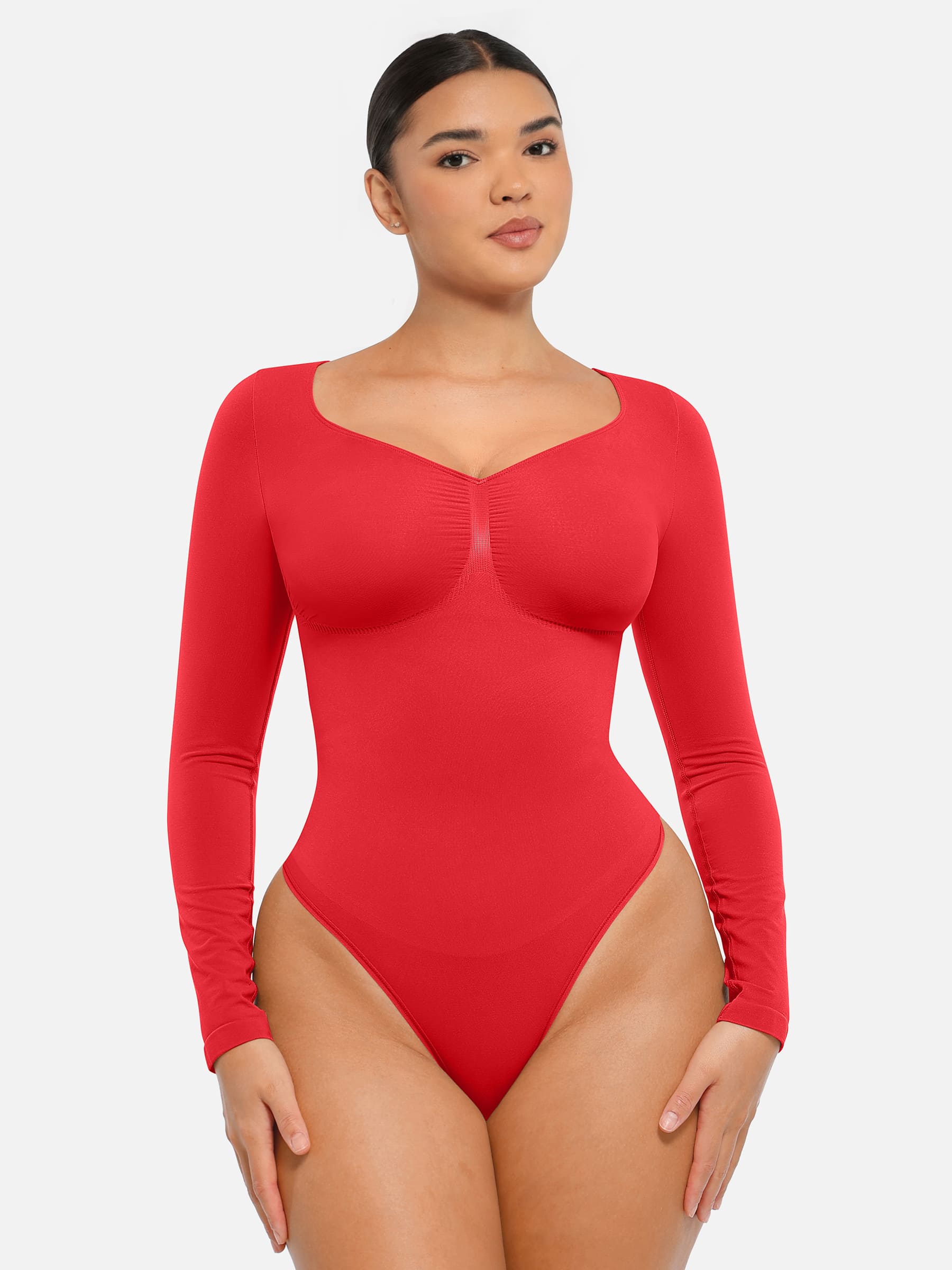 Women's Bodysuit – Seamless Long Sleeve Tummy Control Thong Shapewear