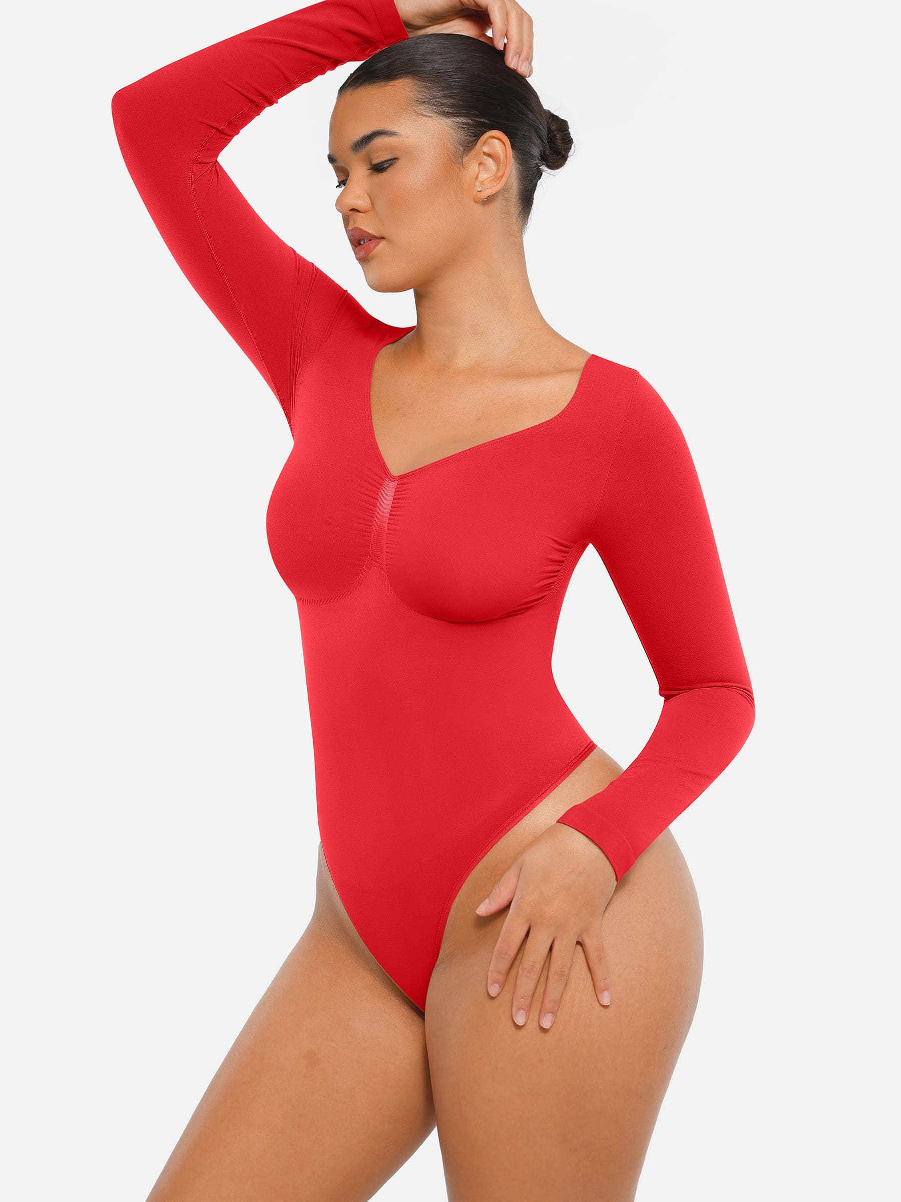 Women's Bodysuit – Seamless Long Sleeve Tummy Control Thong Shapewear
