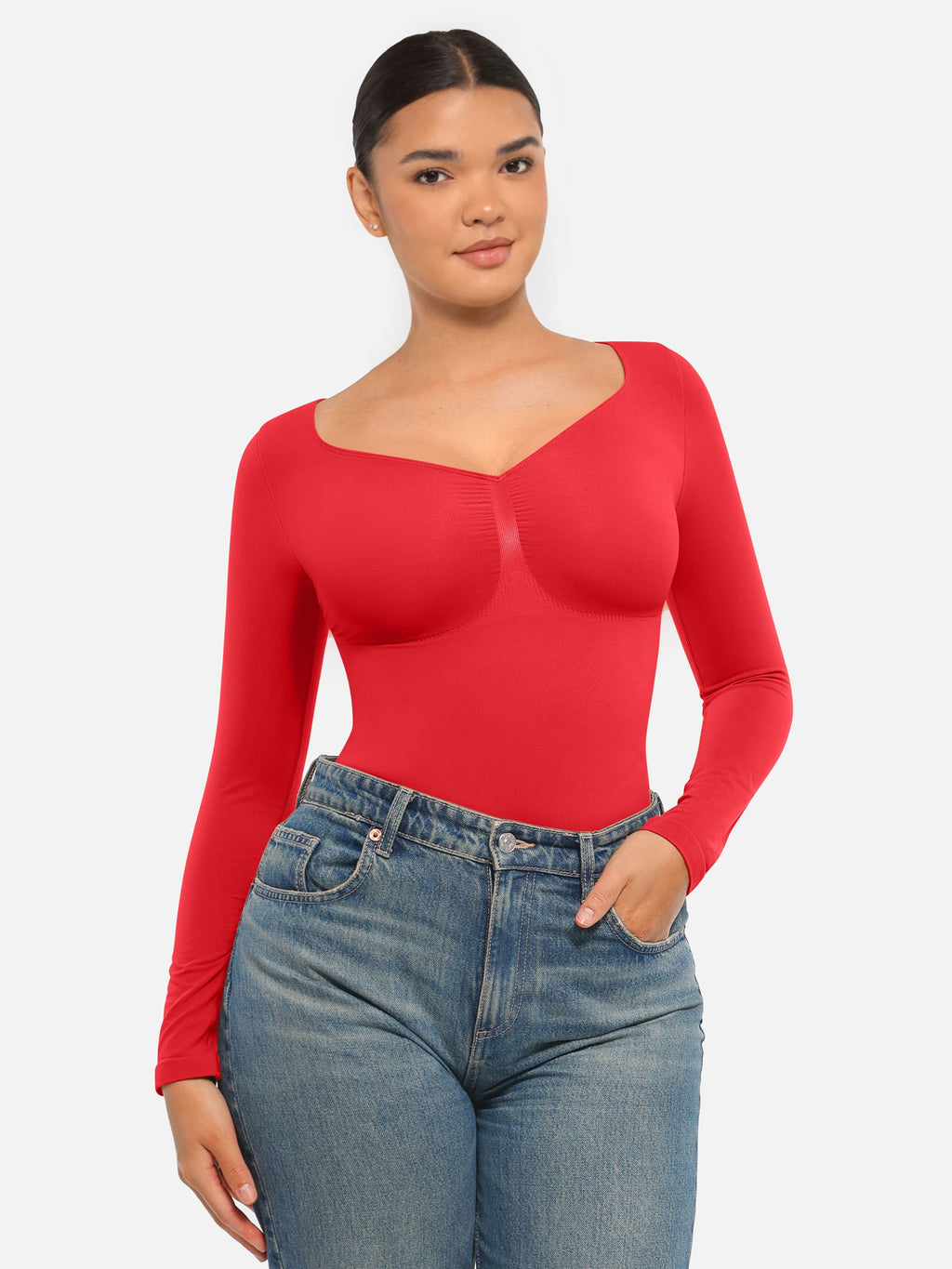 Women's Bodysuit – Seamless Long Sleeve Tummy Control Thong Shapewear