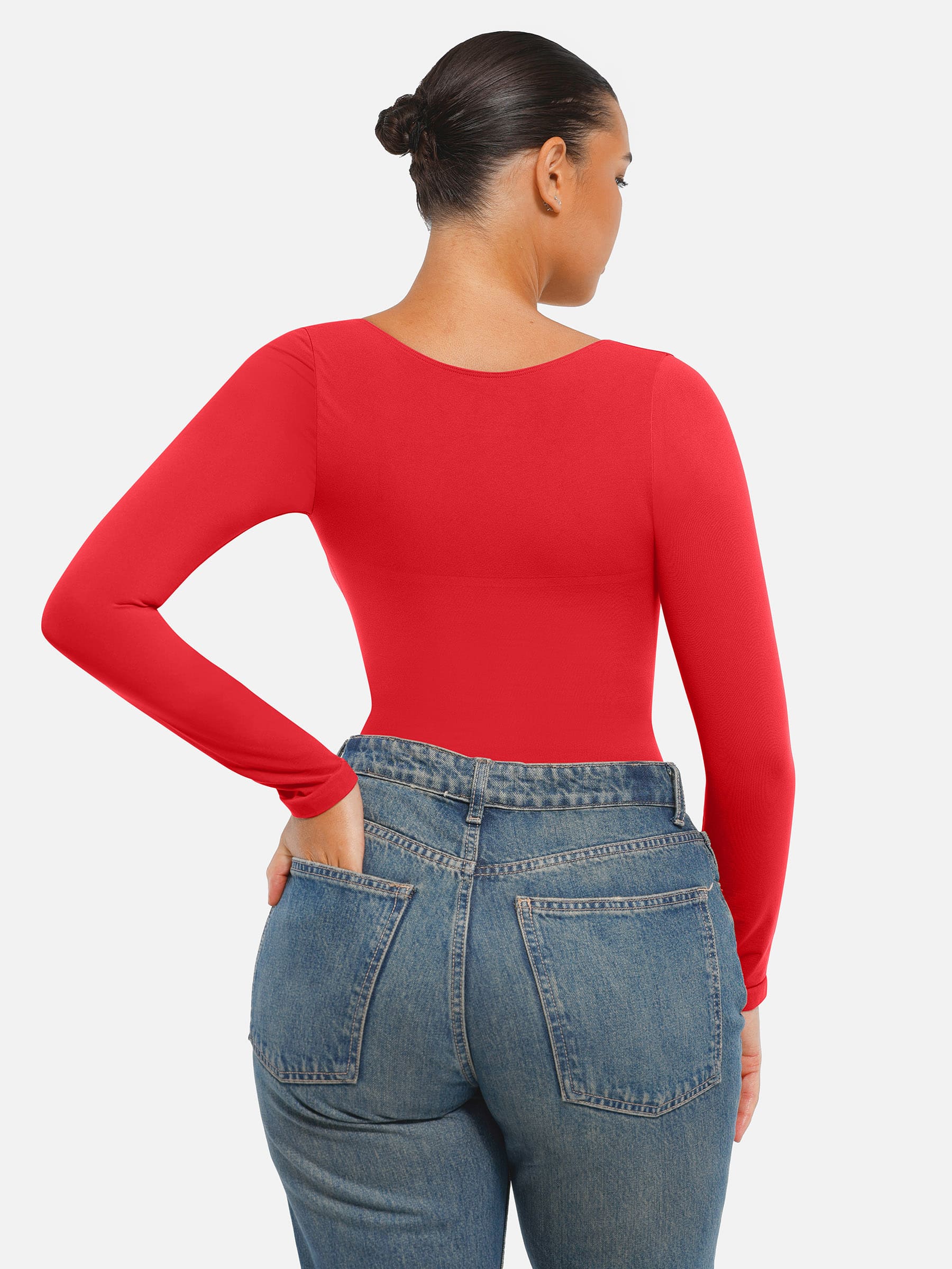 Women's Bodysuit – Seamless Long Sleeve Tummy Control Thong Shapewear