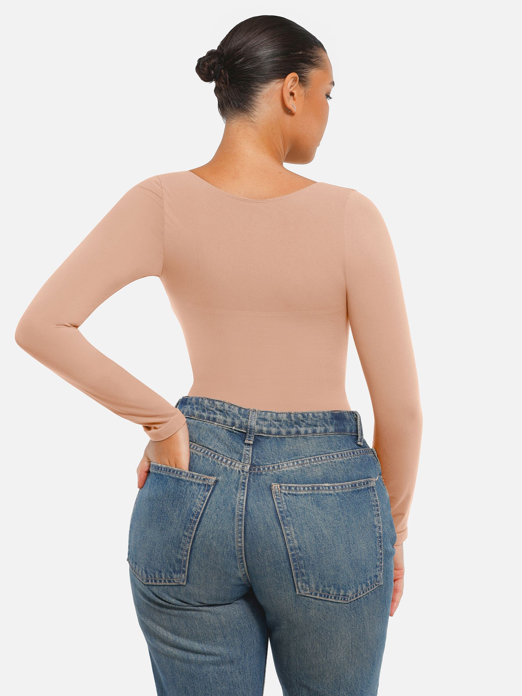 Women's Bodysuit – Seamless Long Sleeve Tummy Control Thong Shapewear