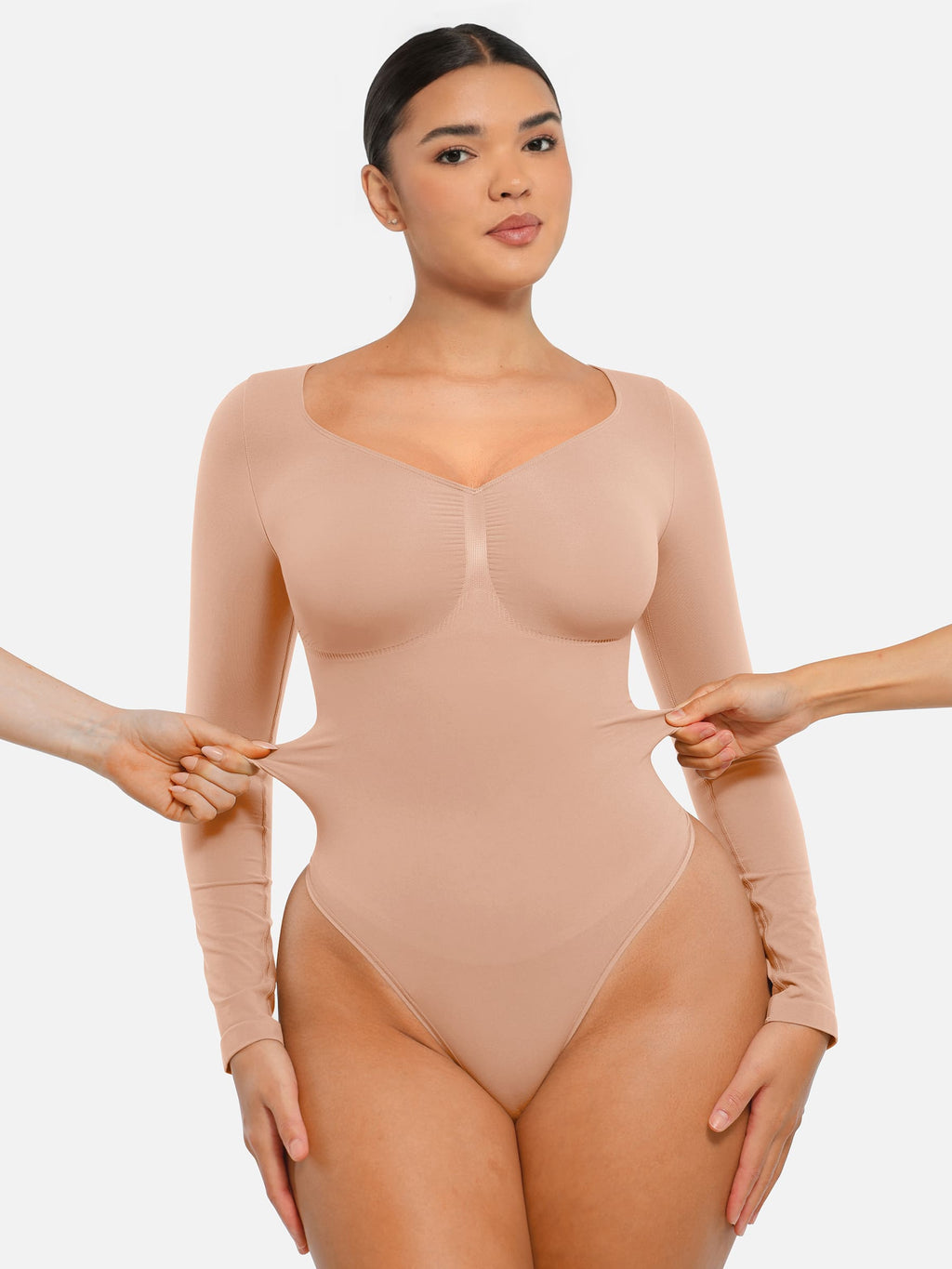 Women's Bodysuit – Seamless Long Sleeve Tummy Control Thong Shapewear