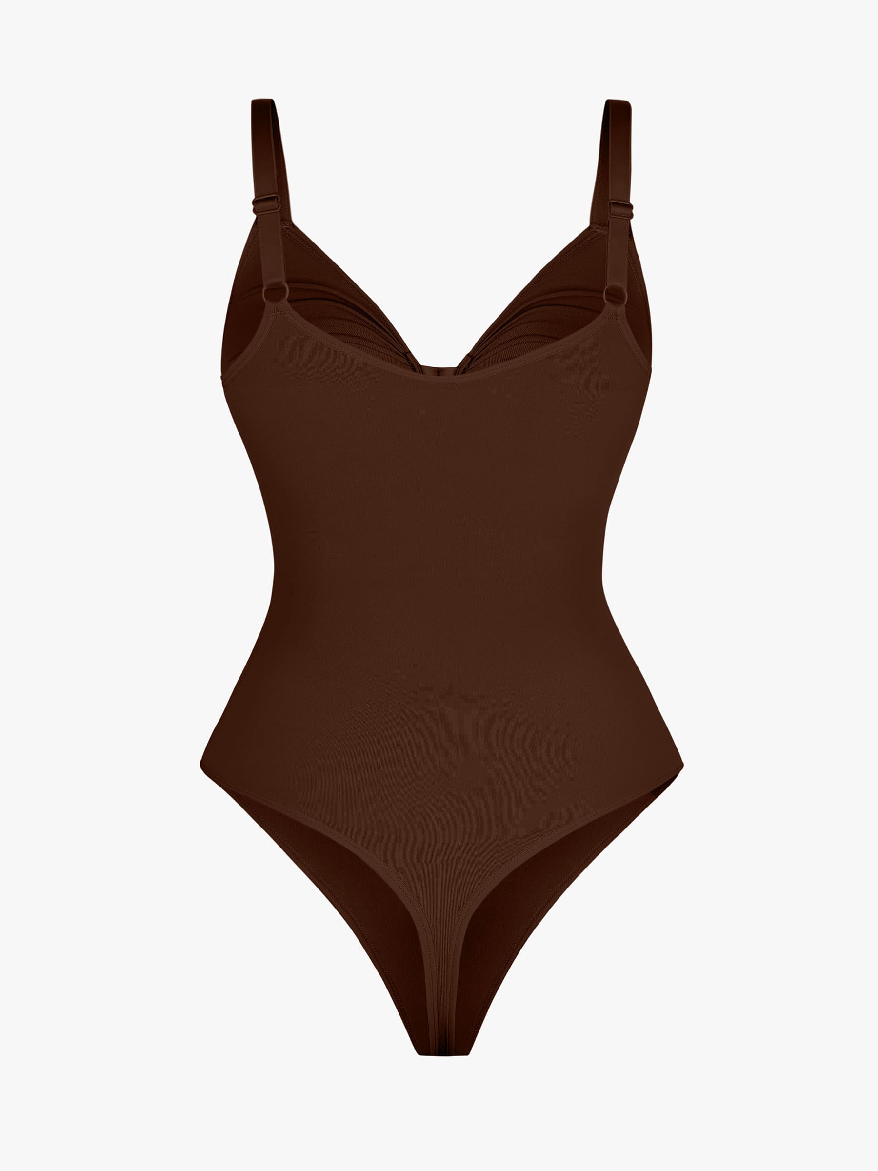Women's Bodysuit – Seamless Plunge Chest Support with Internal Clips Shapewear