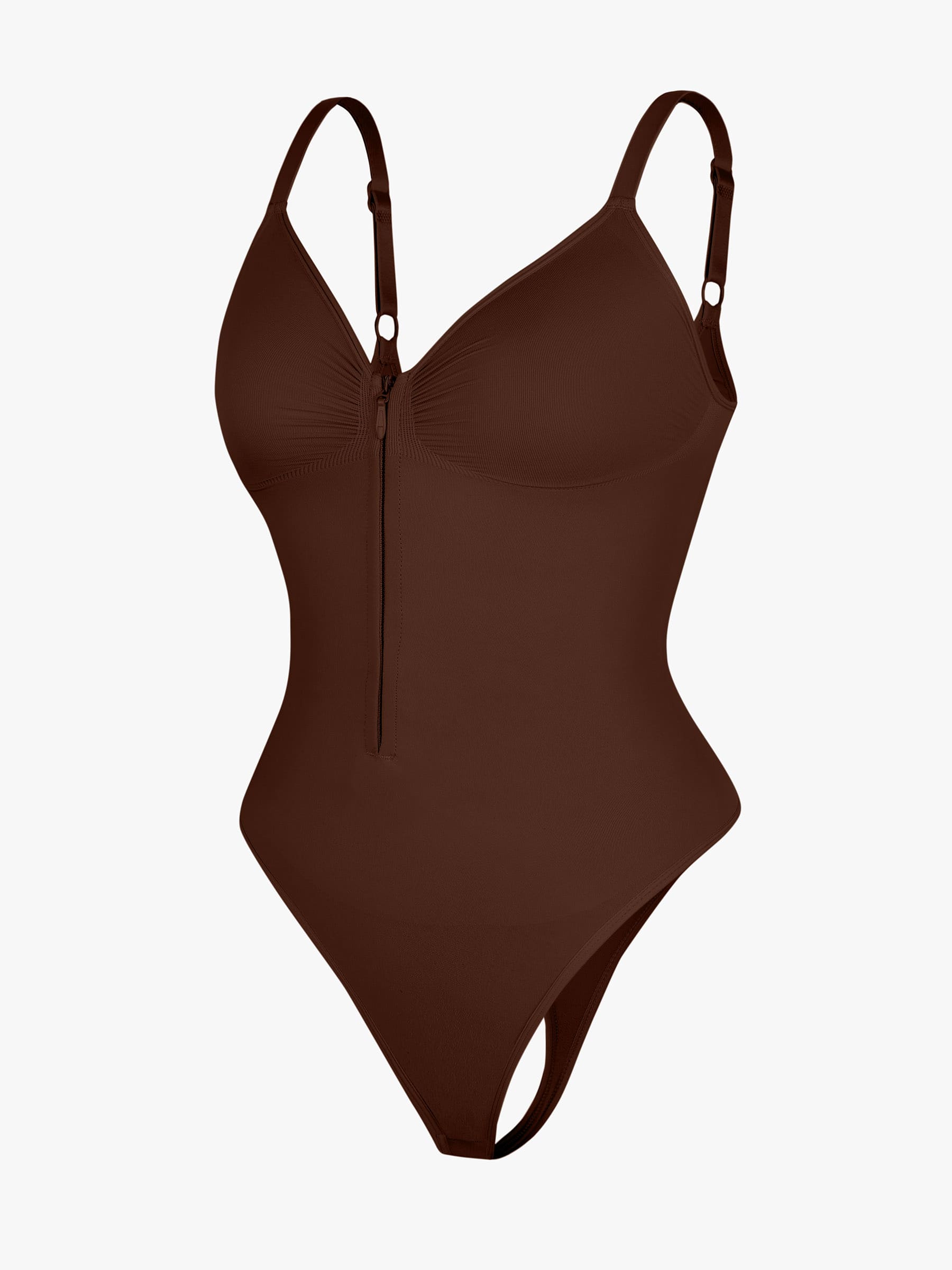 Women's Bodysuit – Seamless Plunge Chest Support with Internal Clips Shapewear