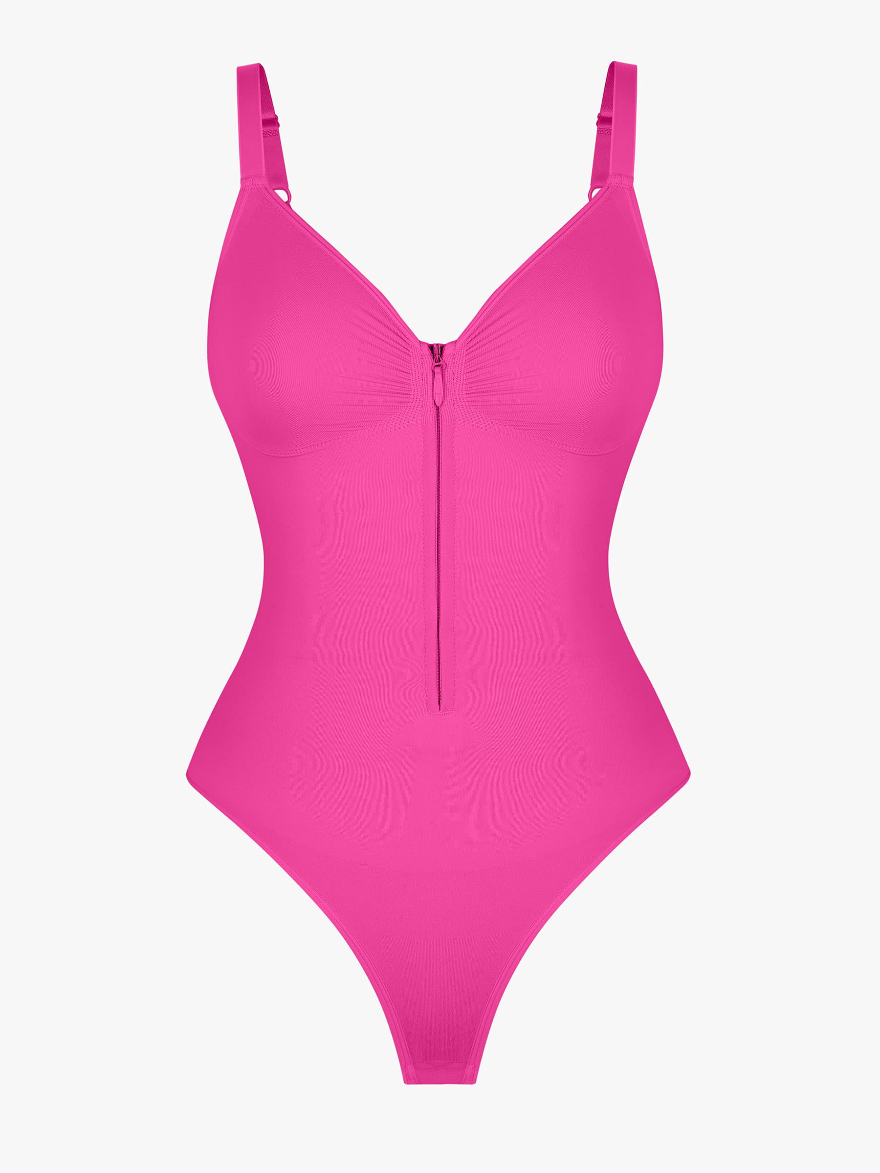 Women's Bodysuit – Seamless Plunge Chest Support with Internal Clips Shapewear