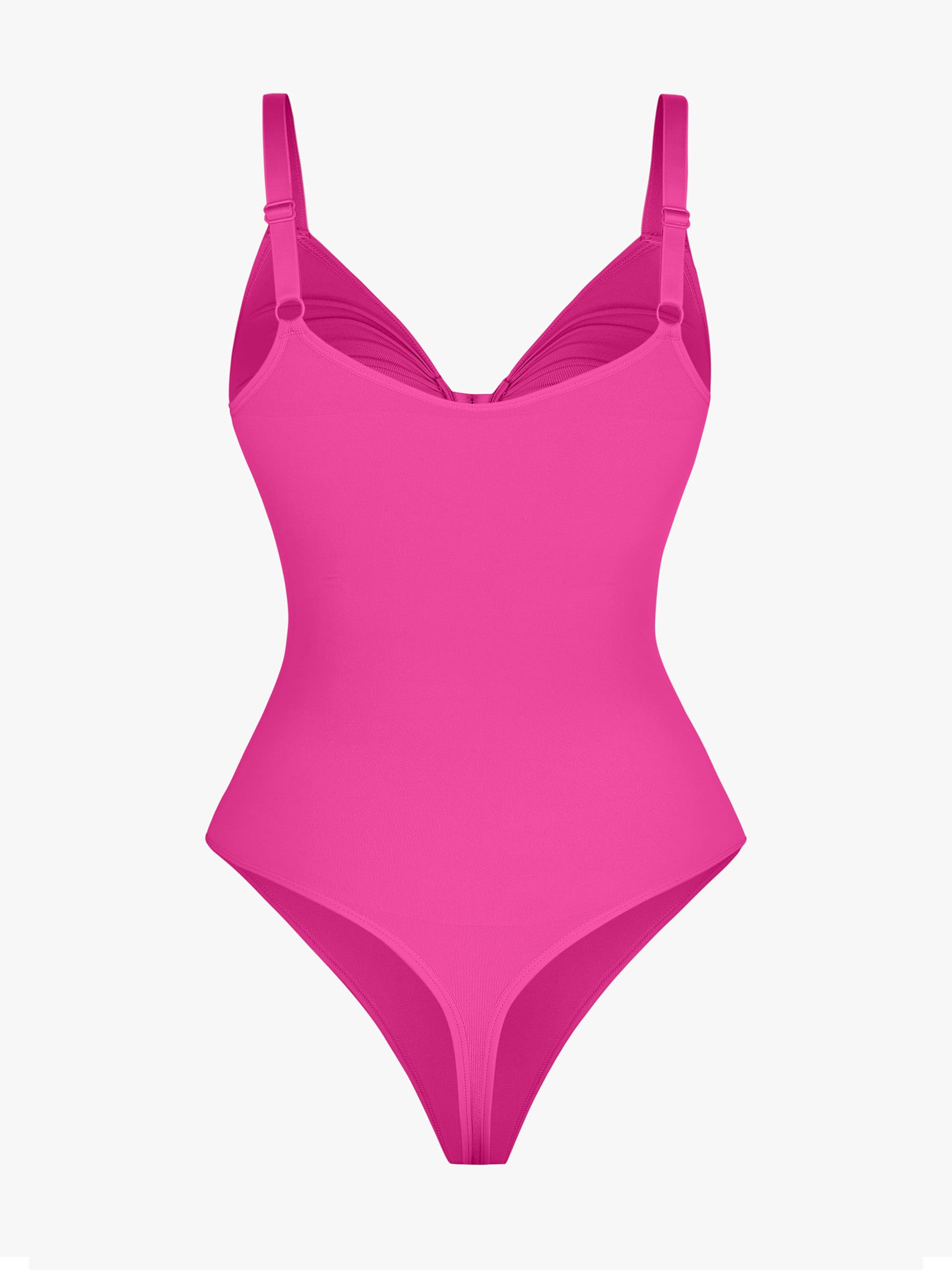 Women's Bodysuit – Seamless Plunge Chest Support with Internal Clips Shapewear