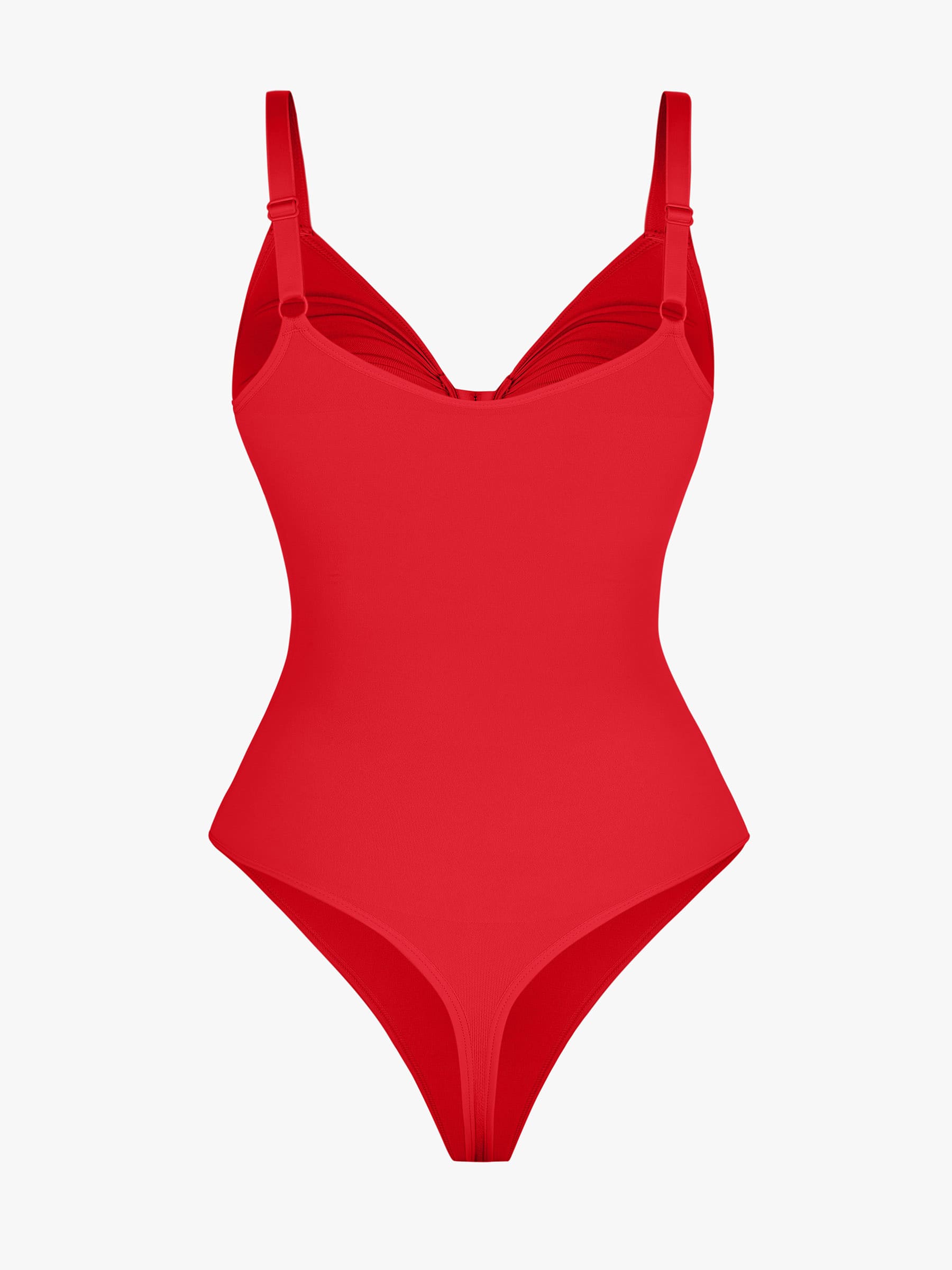 Women's Bodysuit – Seamless Plunge Chest Support with Internal Clips Shapewear