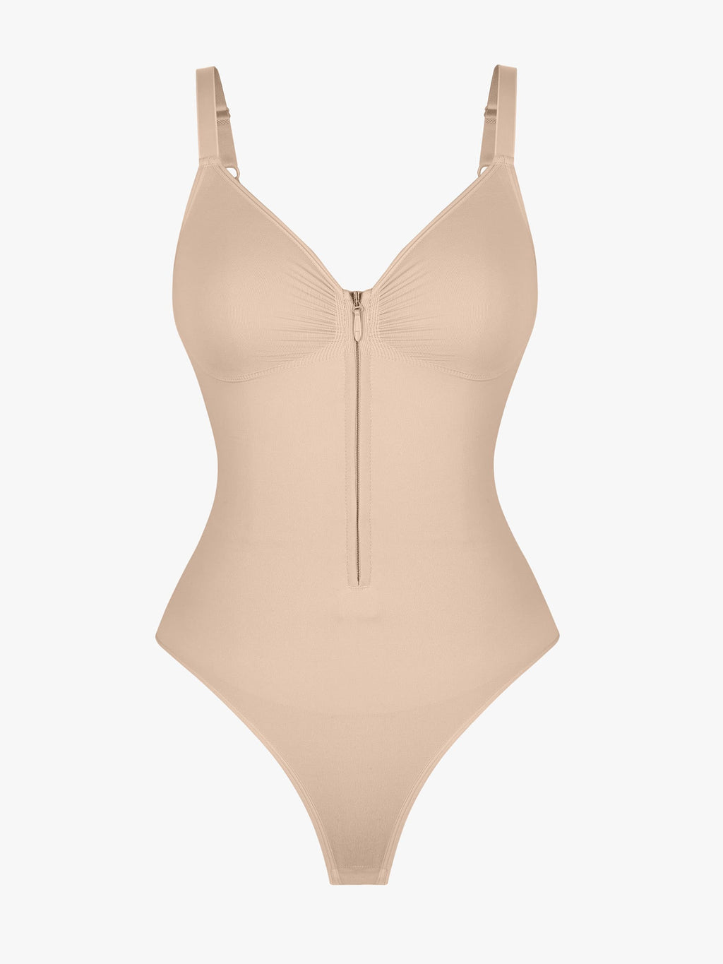 Women's Bodysuit – Seamless Plunge Chest Support with Internal Clips Shapewear