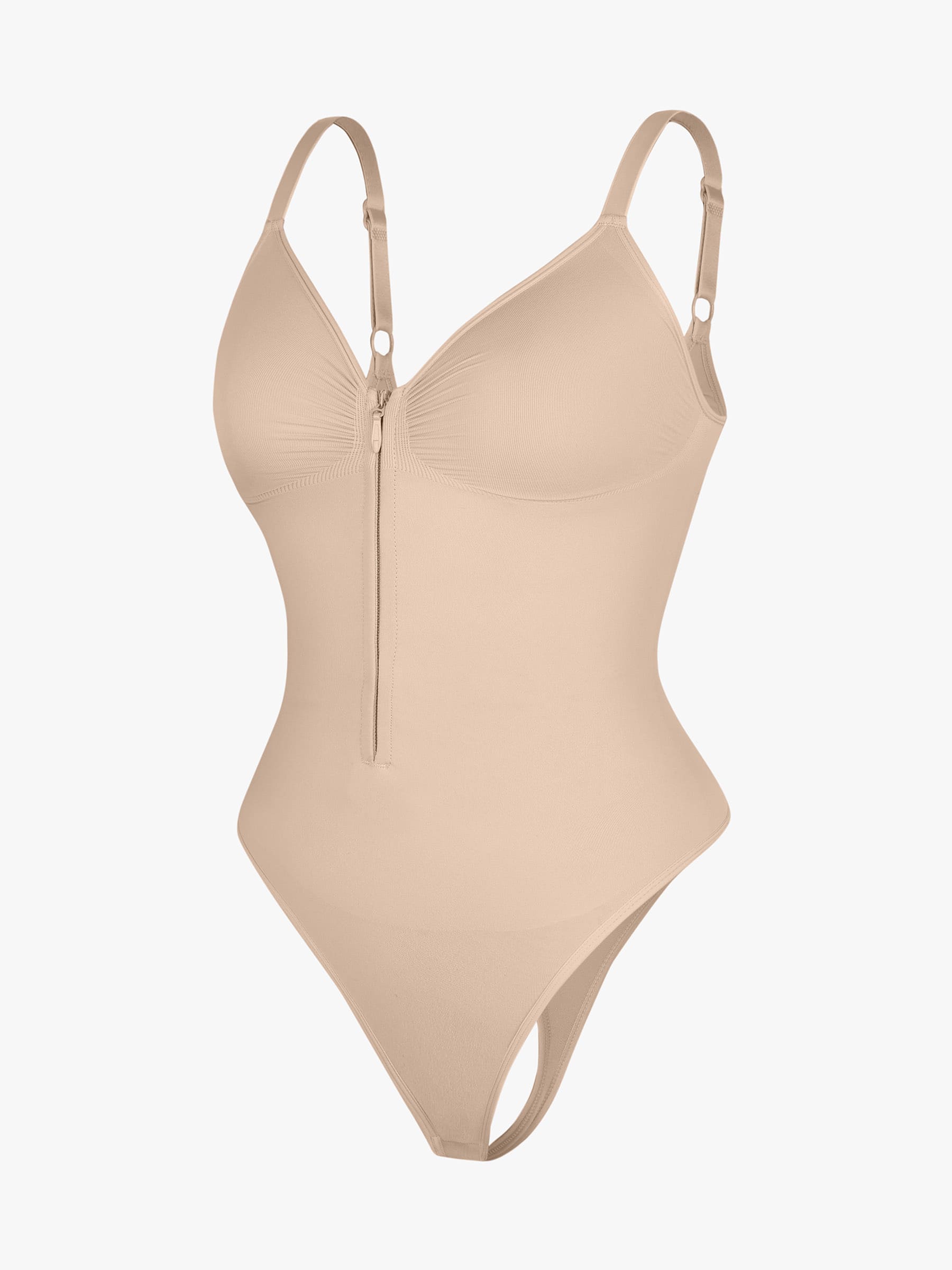 Women's Bodysuit – Seamless Plunge Chest Support with Internal Clips Shapewear