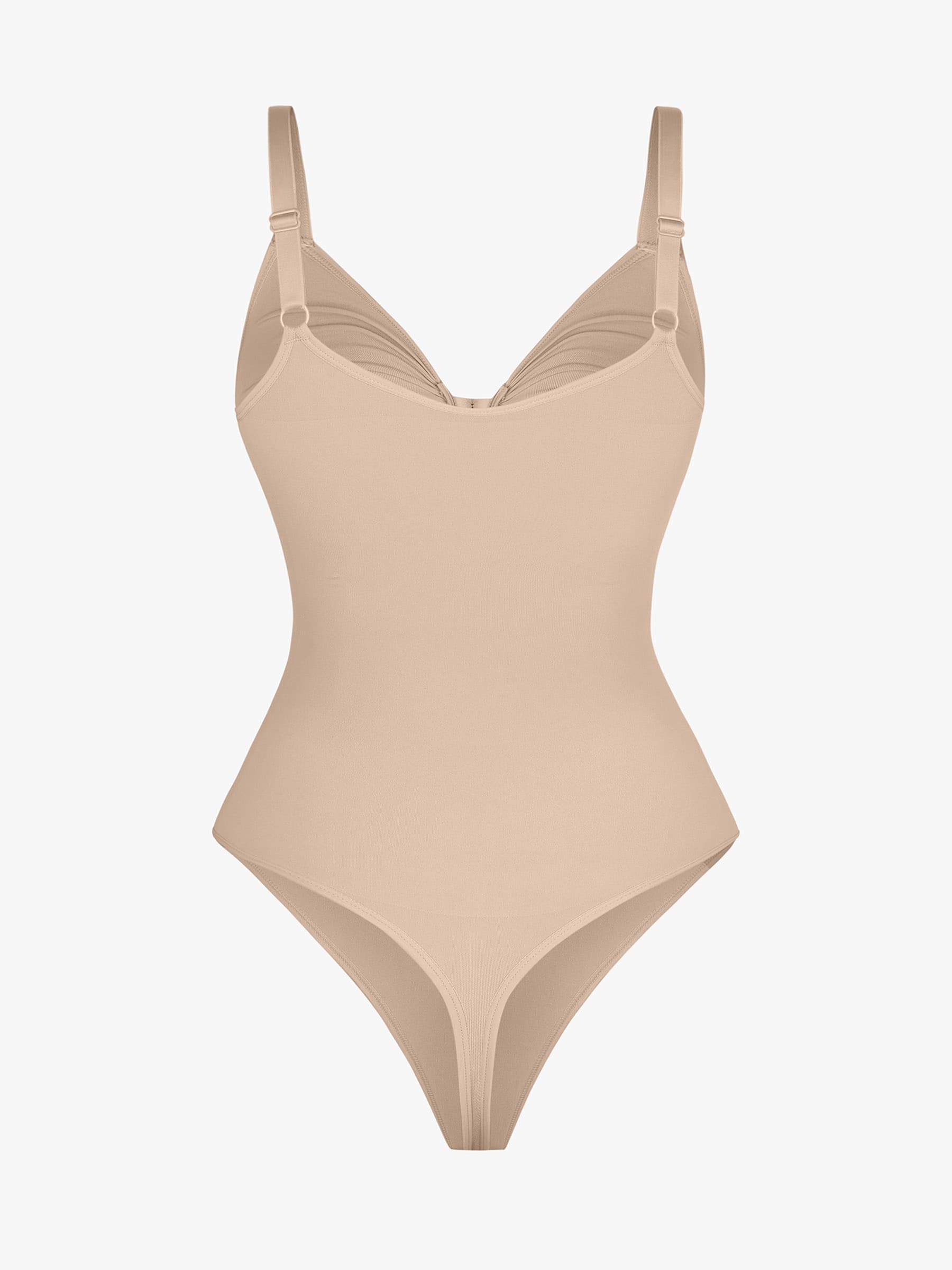 Women's Bodysuit – Seamless Plunge Chest Support with Internal Clips Shapewear