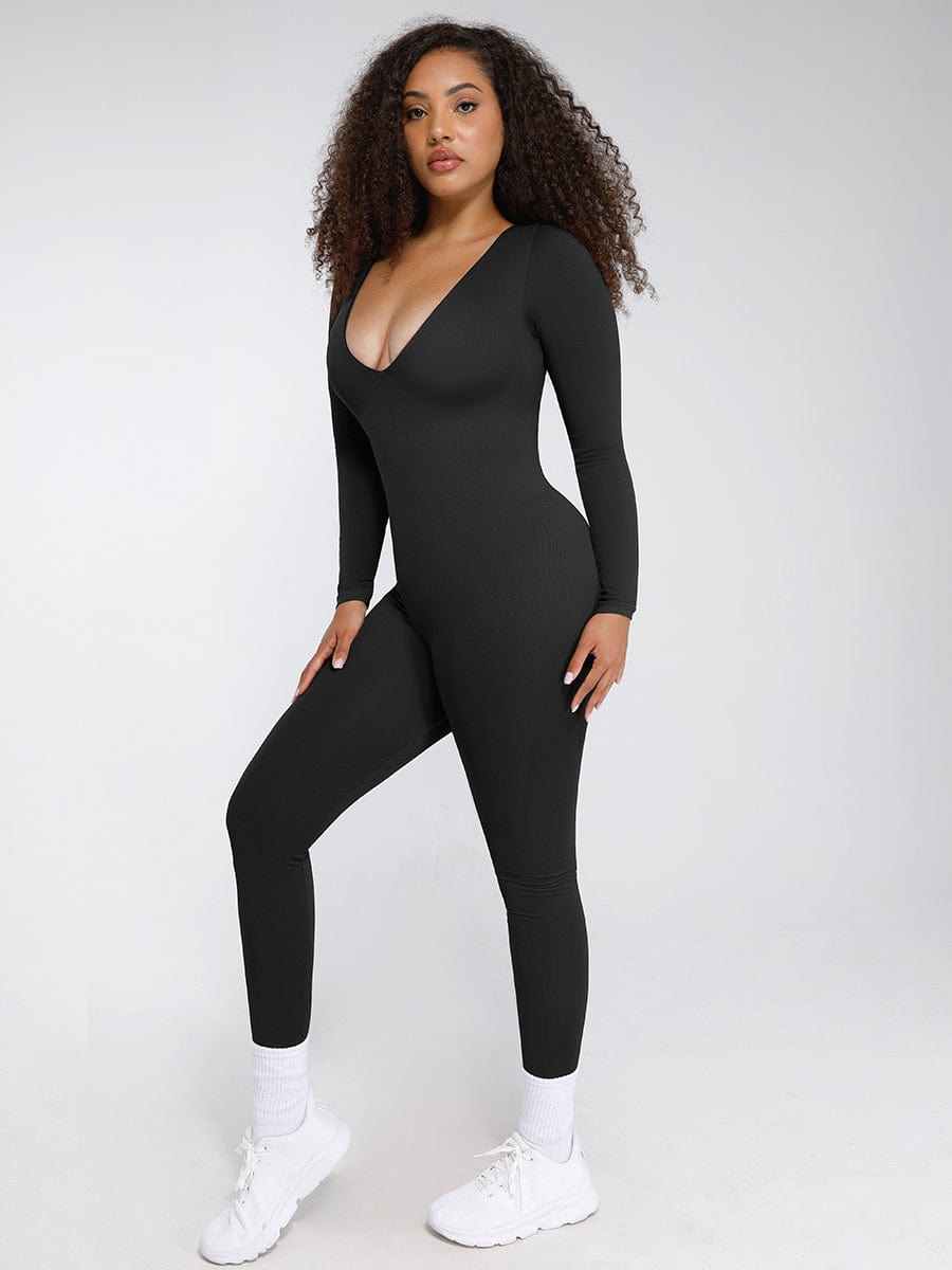 Women's Catsuit – Seamless Deep V Tummy Control Waist-Cinching Shapewear