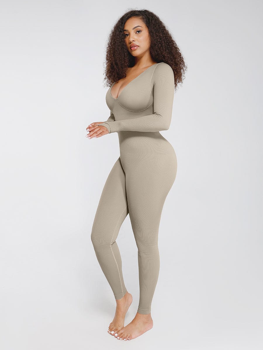 Women's Catsuit – Seamless Deep V Tummy Control Waist-Cinching Shapewear