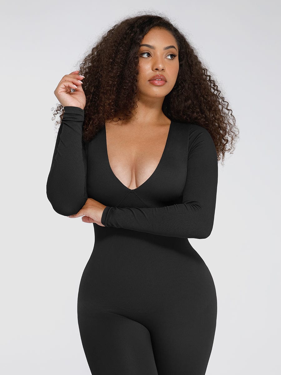 Women's Catsuit – Seamless Deep V Tummy Control Waist-Cinching Shapewear