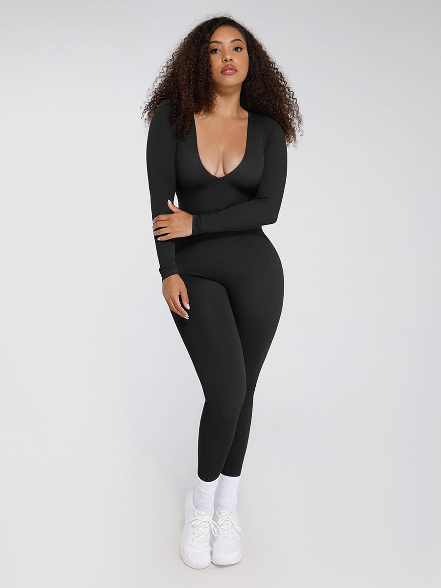 Women's Catsuit – Seamless Deep V Tummy Control Waist-Cinching Shapewear