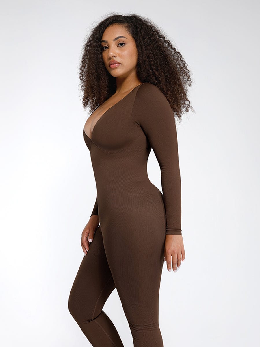 Women's Catsuit – Seamless Deep V Tummy Control Waist-Cinching Shapewear
