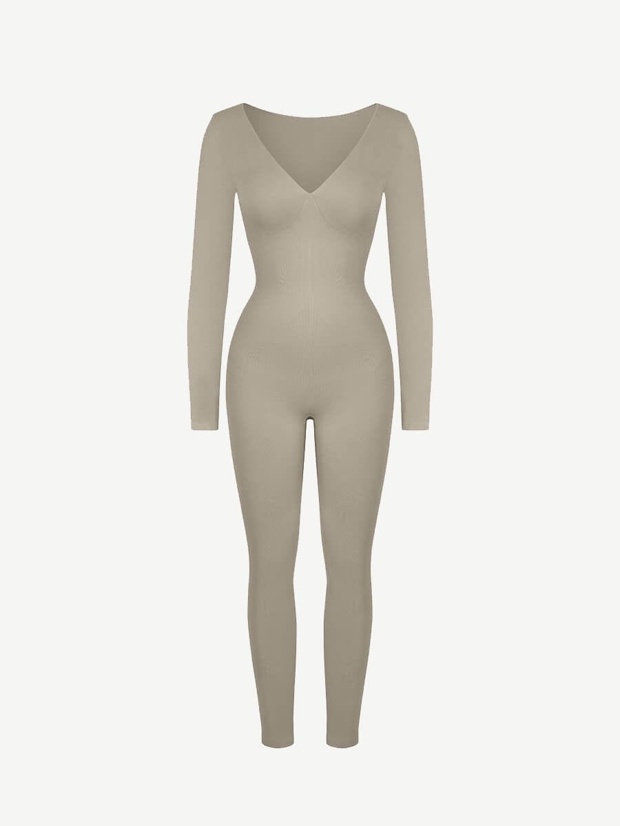 Women's Catsuit – Seamless Deep V Tummy Control Waist-Cinching Shapewear