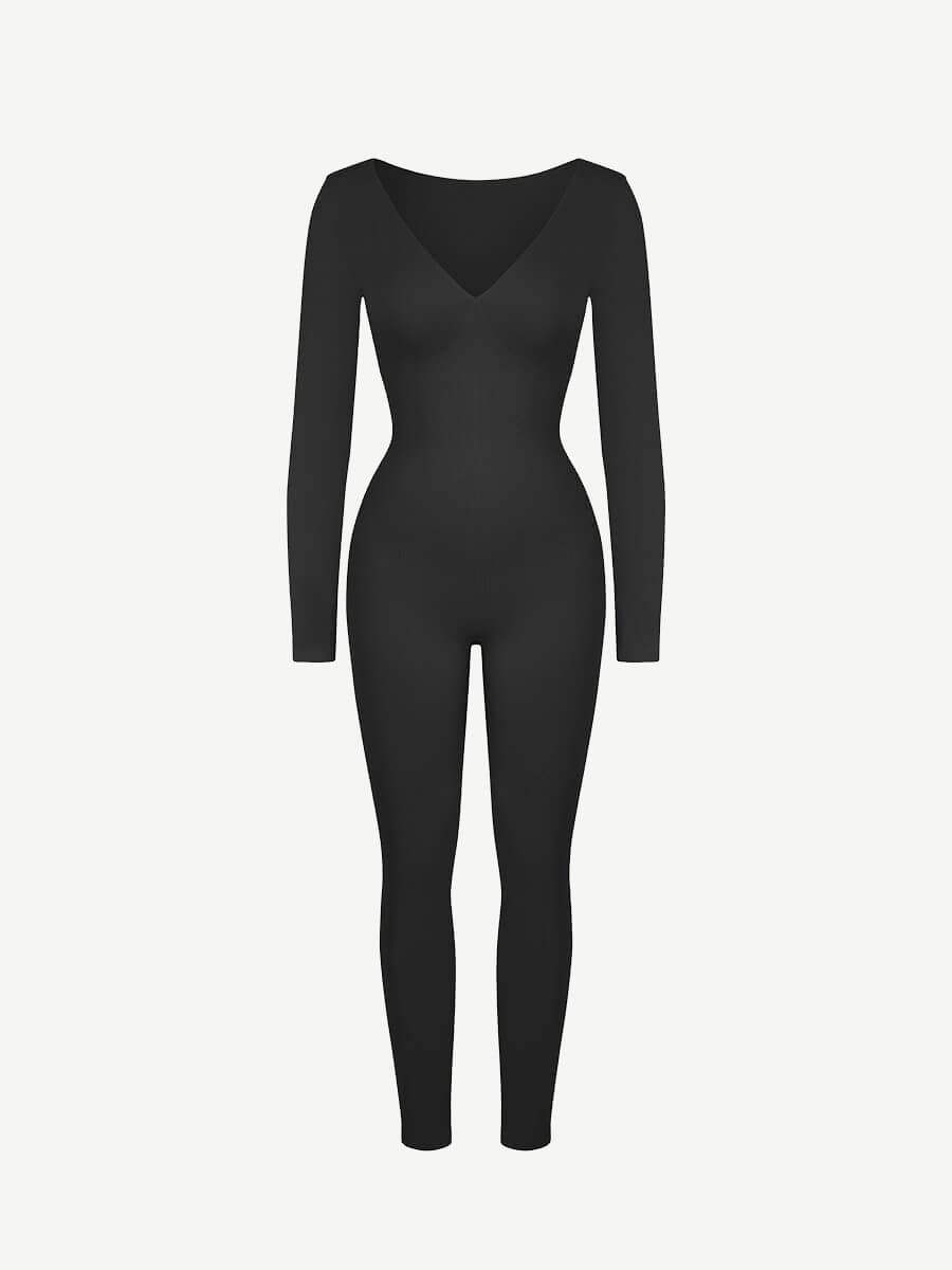Women's Catsuit – Seamless Deep V Tummy Control Waist-Cinching Shapewear