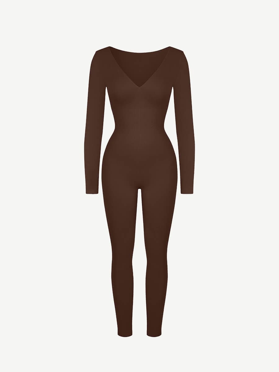 Women's Catsuit – Seamless Deep V Tummy Control Waist-Cinching Shapewear