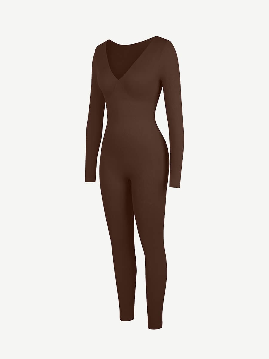 Women's Catsuit – Seamless Deep V Tummy Control Waist-Cinching Shapewear