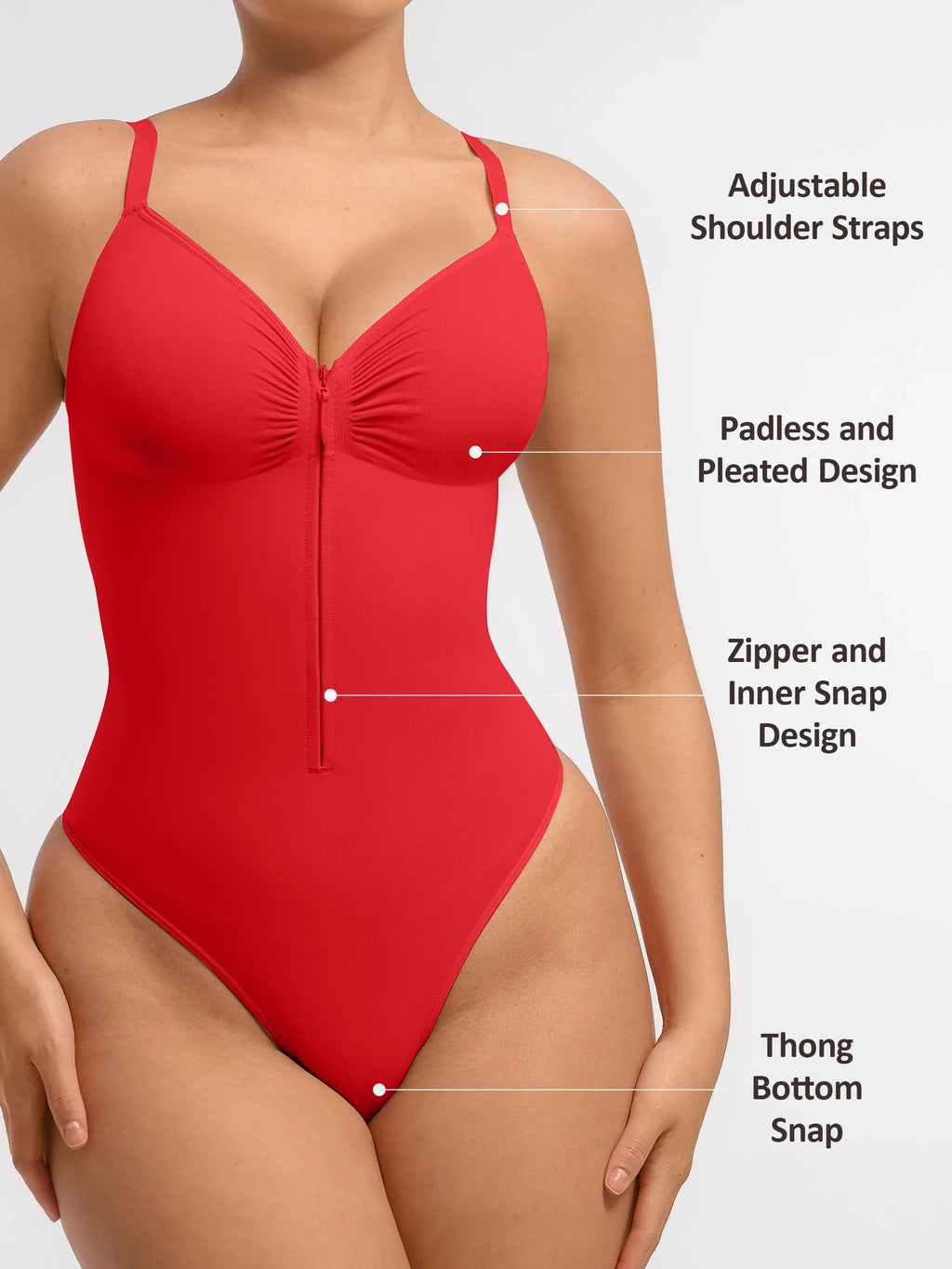 Women's Bodysuit – Seamless Plunge Chest Support with Internal Clips Shapewear