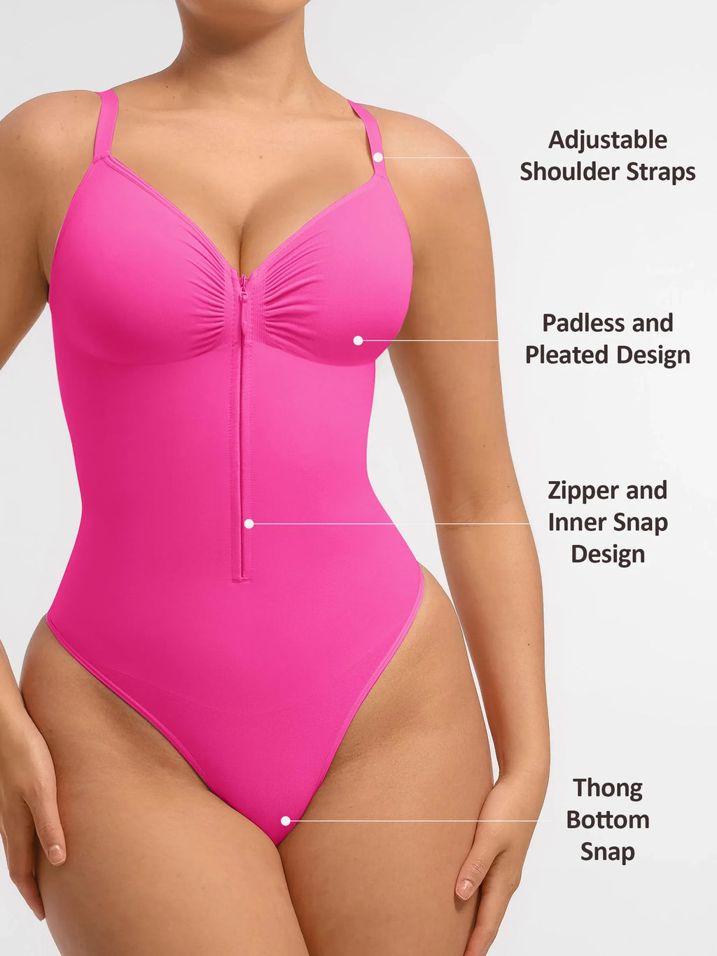 Women's Bodysuit – Seamless Plunge Chest Support with Internal Clips Shapewear